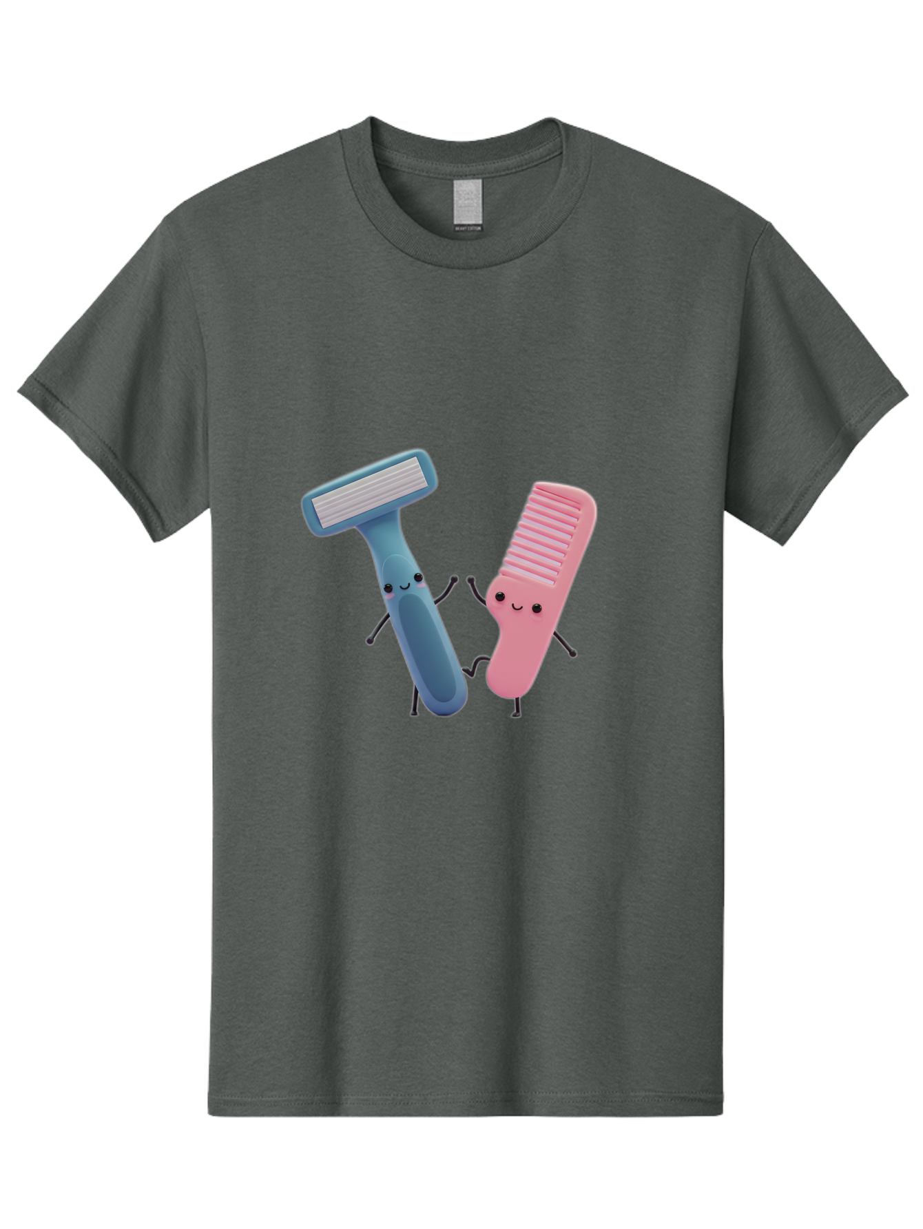 Razor-Duo Men'S Graphic Tee, 100% Cotton, Comfortable Casual Summer Wear, Machine Washable, Cartoon Razors, Pink And Blue Razors, Razor Characters, Shaving, Personal Care, Hygiene Products, Grooming, Razor Blades Bad477