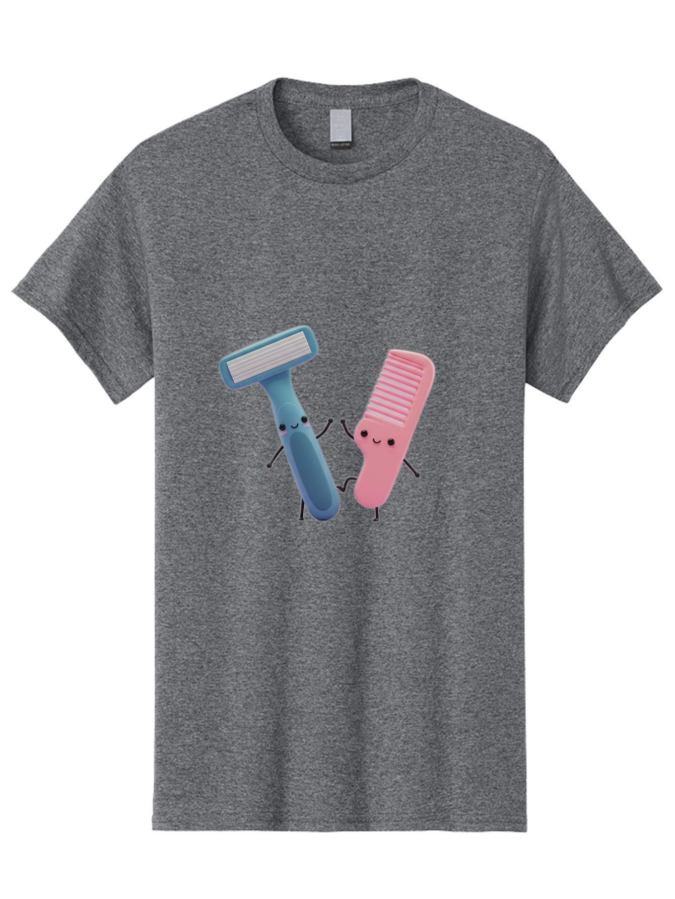 Razor-Duo Men'S Graphic Tee, 100% Cotton, Comfortable Casual Summer Wear, Machine Washable, Cartoon Razors, Pink And Blue Razors, Razor Characters, Shaving, Personal Care, Hygiene Products, Grooming, Razor Blades Bad477