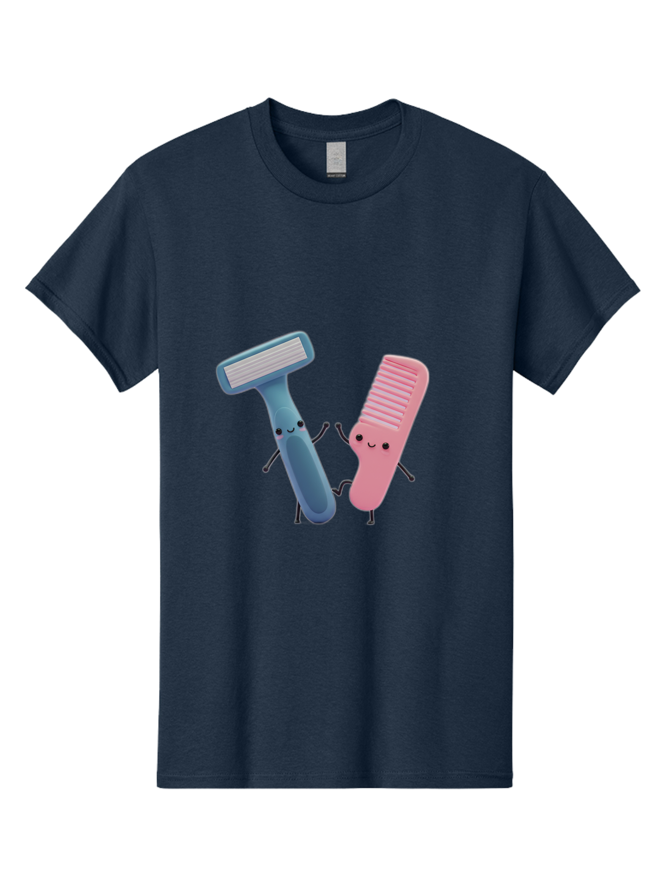 Razor-Duo Men'S Graphic Tee, 100% Cotton, Comfortable Casual Summer Wear, Machine Washable, Cartoon Razors, Pink And Blue Razors, Razor Characters, Shaving, Personal Care, Hygiene Products, Grooming, Razor Blades Bad477