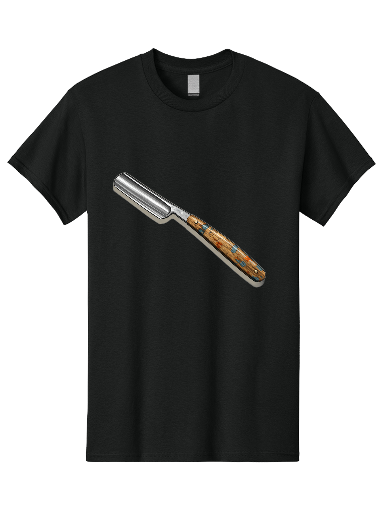 Razor Men'S Graphic Tee, 100% Cotton, Comfortable Casual Summer Wear, Machine Washable, Vintage Straight Razor, Sharp Blade, Wooden Handle, Traditional Shaving, Classic Grooming Tool, Men'S Grooming, Barber Shop Essentials, Close Shave Bad480