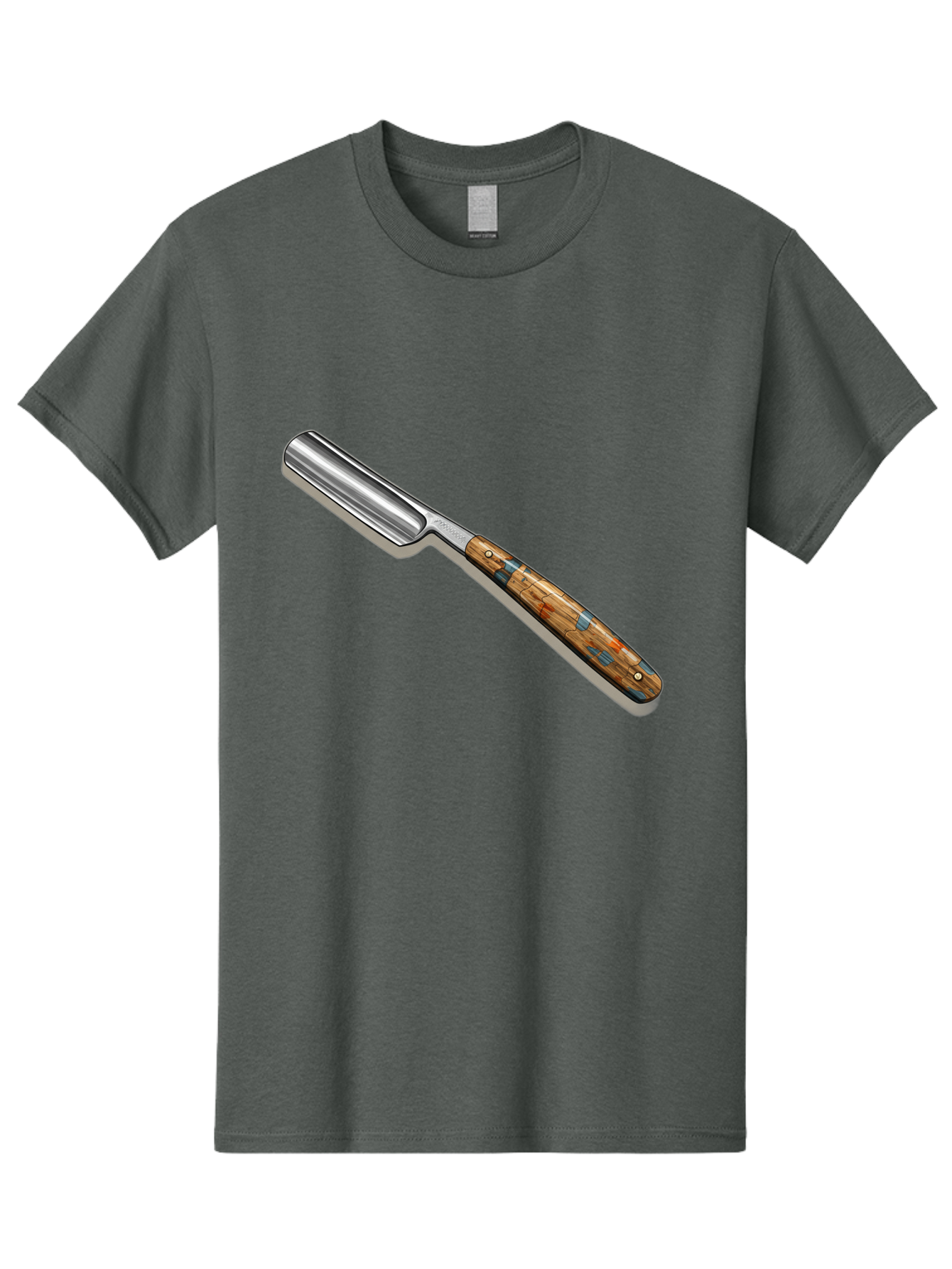 Razor Men'S Graphic Tee, 100% Cotton, Comfortable Casual Summer Wear, Machine Washable, Vintage Straight Razor, Sharp Blade, Wooden Handle, Traditional Shaving, Classic Grooming Tool, Men'S Grooming, Barber Shop Essentials, Close Shave Bad480