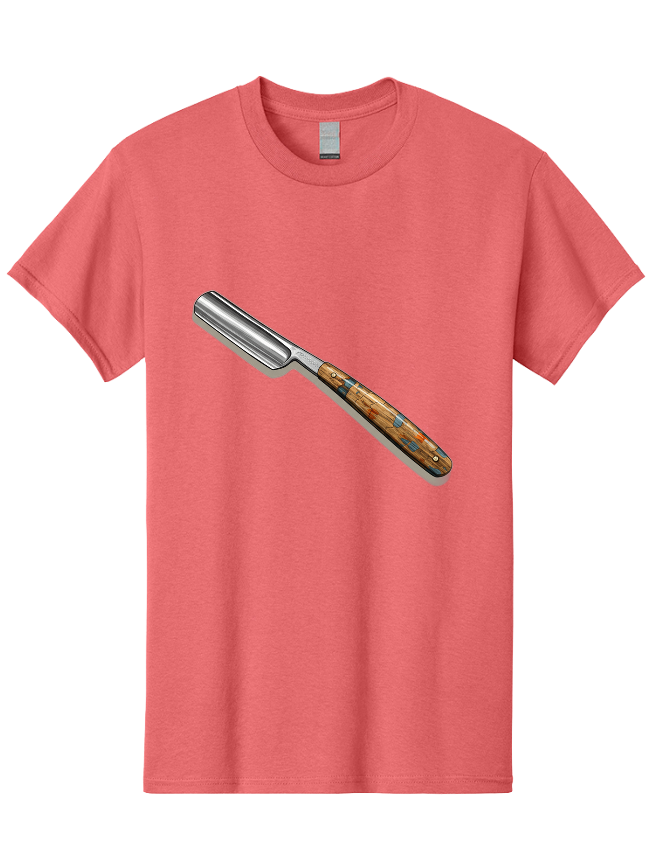 Razor Men'S Graphic Tee, 100% Cotton, Comfortable Casual Summer Wear, Machine Washable, Vintage Straight Razor, Sharp Blade, Wooden Handle, Traditional Shaving, Classic Grooming Tool, Men'S Grooming, Barber Shop Essentials, Close Shave Bad480