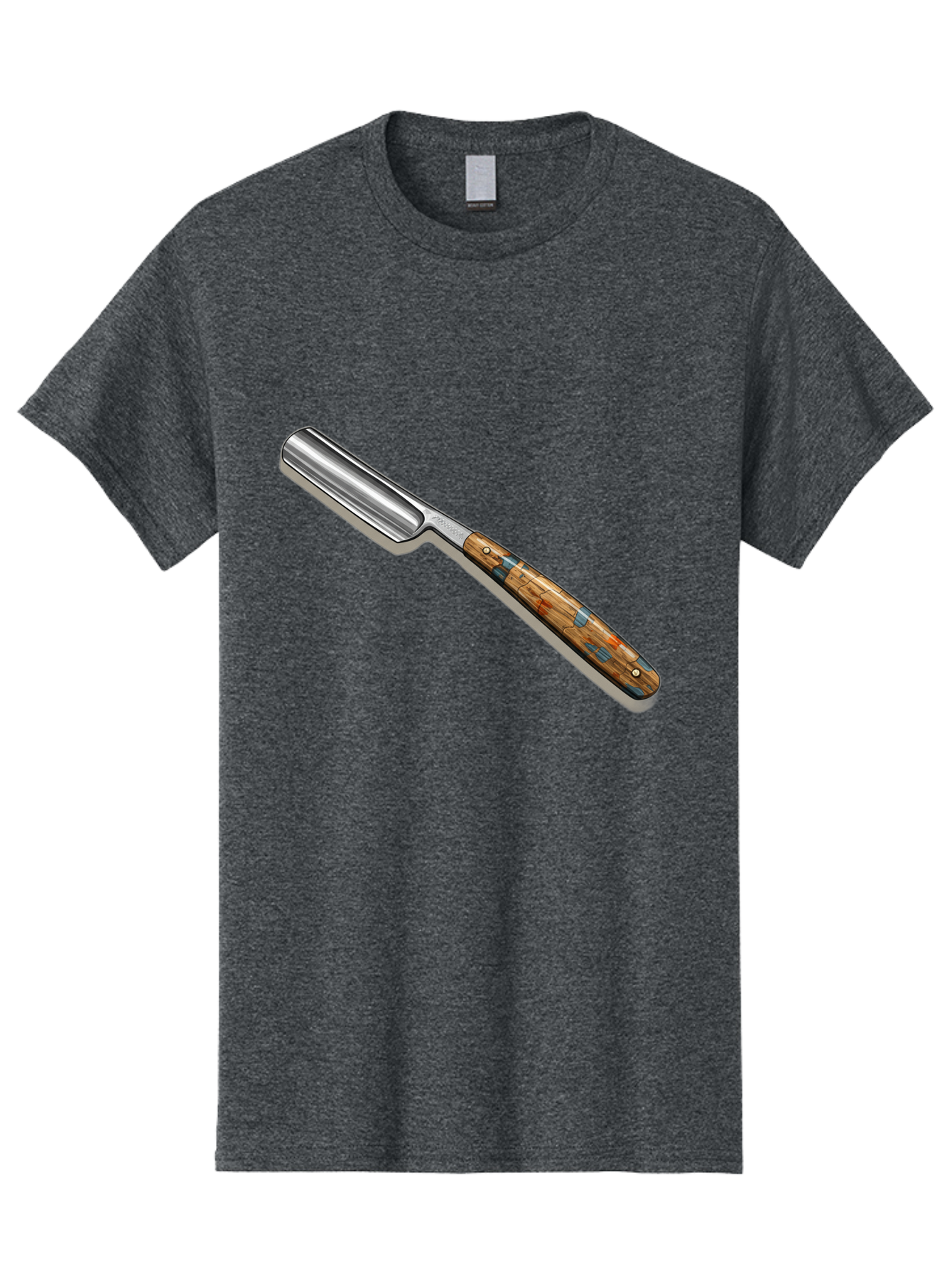 Razor Men'S Graphic Tee, 100% Cotton, Comfortable Casual Summer Wear, Machine Washable, Vintage Straight Razor, Sharp Blade, Wooden Handle, Traditional Shaving, Classic Grooming Tool, Men'S Grooming, Barber Shop Essentials, Close Shave Bad480