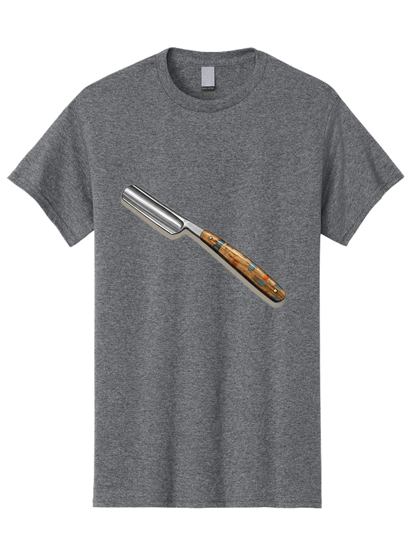 Razor Men'S Graphic Tee, 100% Cotton, Comfortable Casual Summer Wear, Machine Washable, Vintage Straight Razor, Sharp Blade, Wooden Handle, Traditional Shaving, Classic Grooming Tool, Men'S Grooming, Barber Shop Essentials, Close Shave Bad480