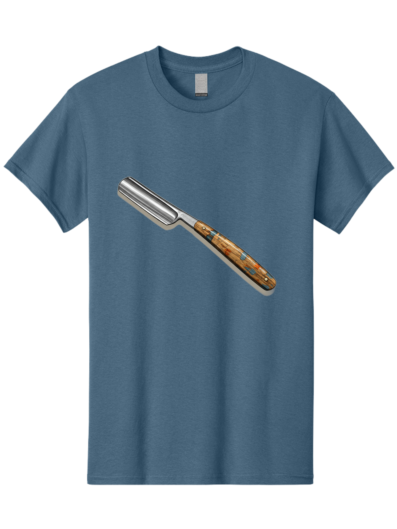Razor Men'S Graphic Tee, 100% Cotton, Comfortable Casual Summer Wear, Machine Washable, Vintage Straight Razor, Sharp Blade, Wooden Handle, Traditional Shaving, Classic Grooming Tool, Men'S Grooming, Barber Shop Essentials, Close Shave Bad480