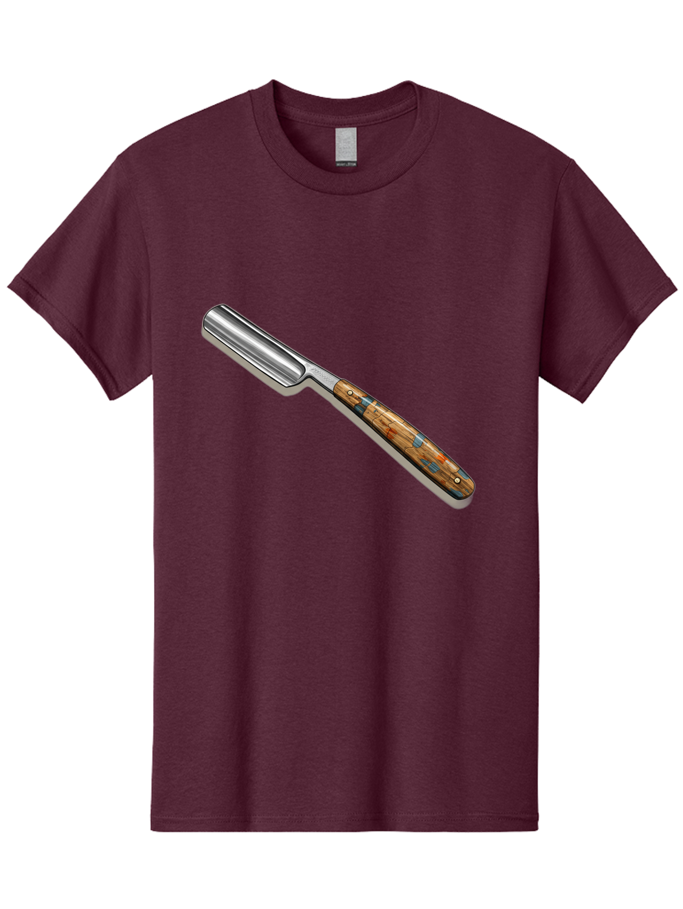 Razor Men'S Graphic Tee, 100% Cotton, Comfortable Casual Summer Wear, Machine Washable, Vintage Straight Razor, Sharp Blade, Wooden Handle, Traditional Shaving, Classic Grooming Tool, Men'S Grooming, Barber Shop Essentials, Close Shave Bad480