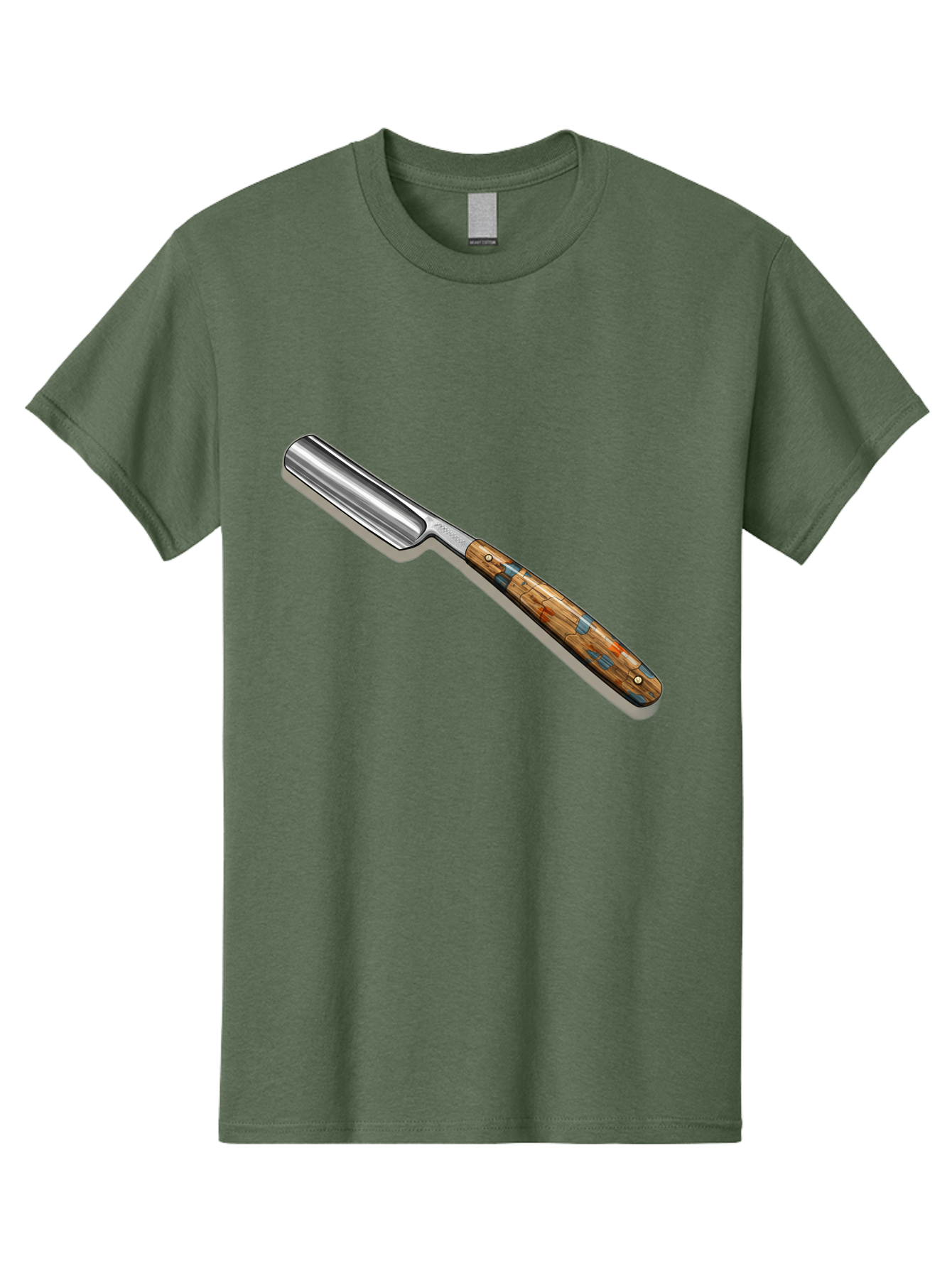 Razor Men'S Graphic Tee, 100% Cotton, Comfortable Casual Summer Wear, Machine Washable, Vintage Straight Razor, Sharp Blade, Wooden Handle, Traditional Shaving, Classic Grooming Tool, Men'S Grooming, Barber Shop Essentials, Close Shave Bad480