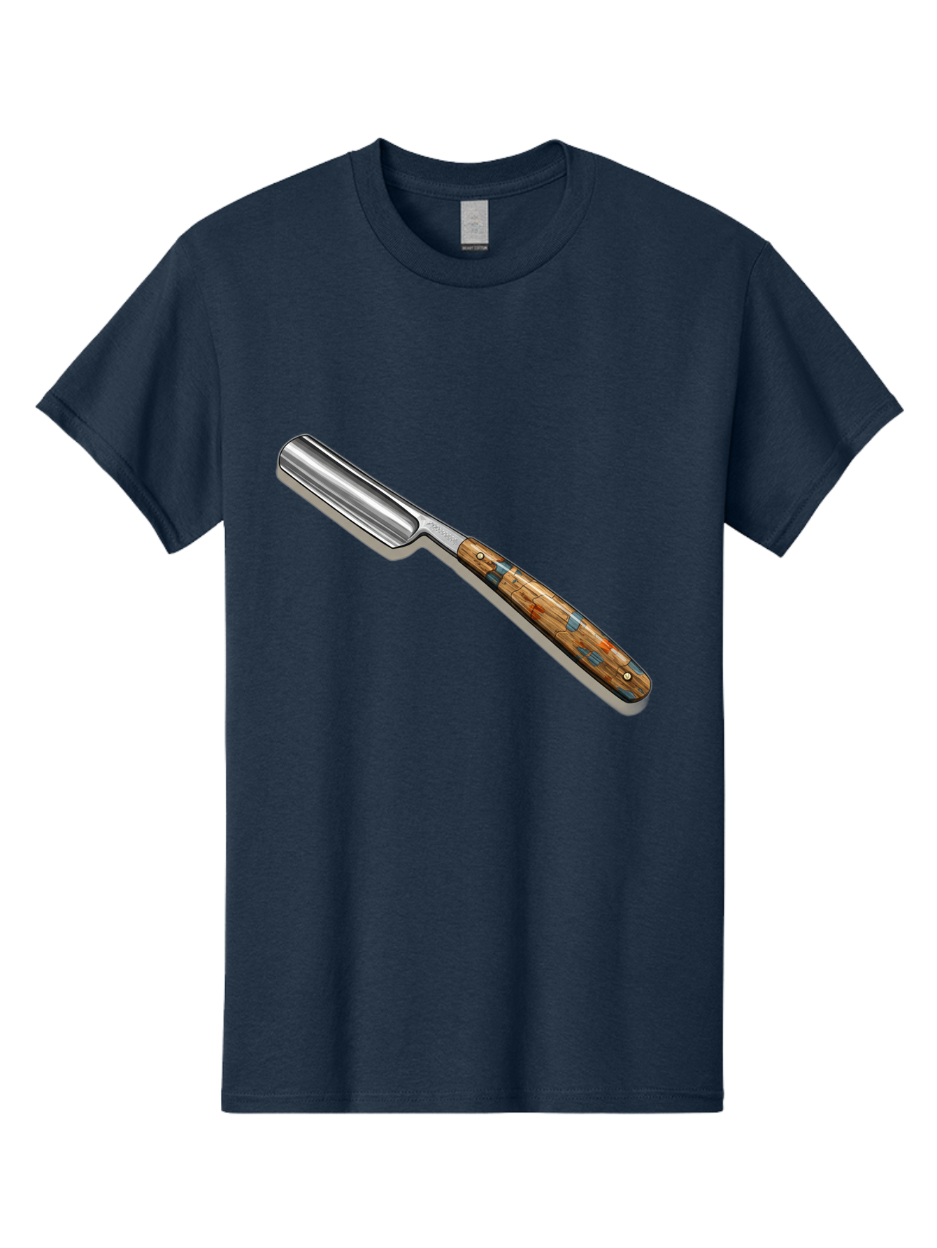 Razor Men'S Graphic Tee, 100% Cotton, Comfortable Casual Summer Wear, Machine Washable, Vintage Straight Razor, Sharp Blade, Wooden Handle, Traditional Shaving, Classic Grooming Tool, Men'S Grooming, Barber Shop Essentials, Close Shave Bad480