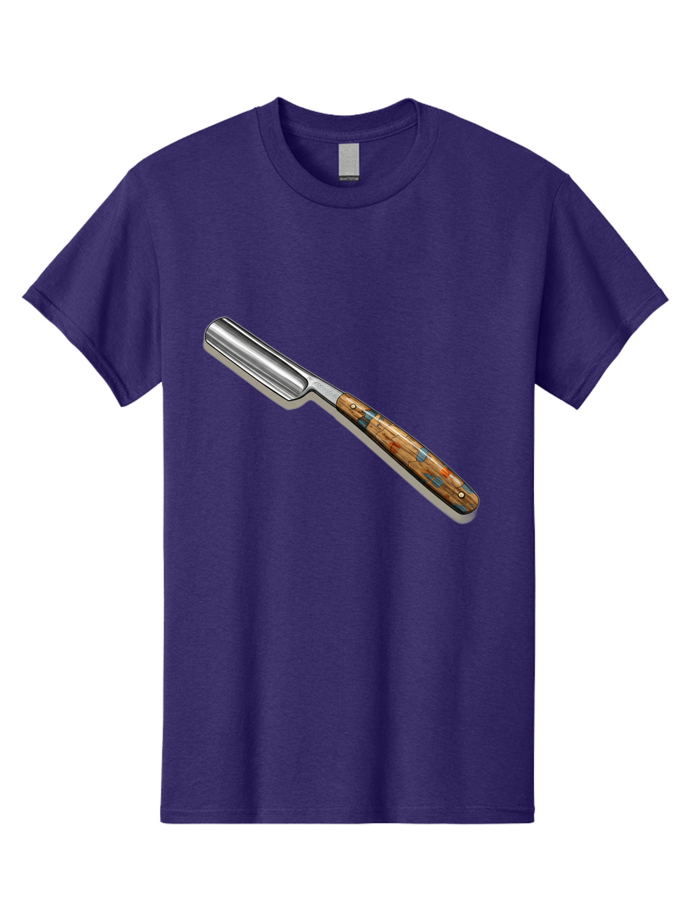 Razor Men'S Graphic Tee, 100% Cotton, Comfortable Casual Summer Wear, Machine Washable, Vintage Straight Razor, Sharp Blade, Wooden Handle, Traditional Shaving, Classic Grooming Tool, Men'S Grooming, Barber Shop Essentials, Close Shave Bad480