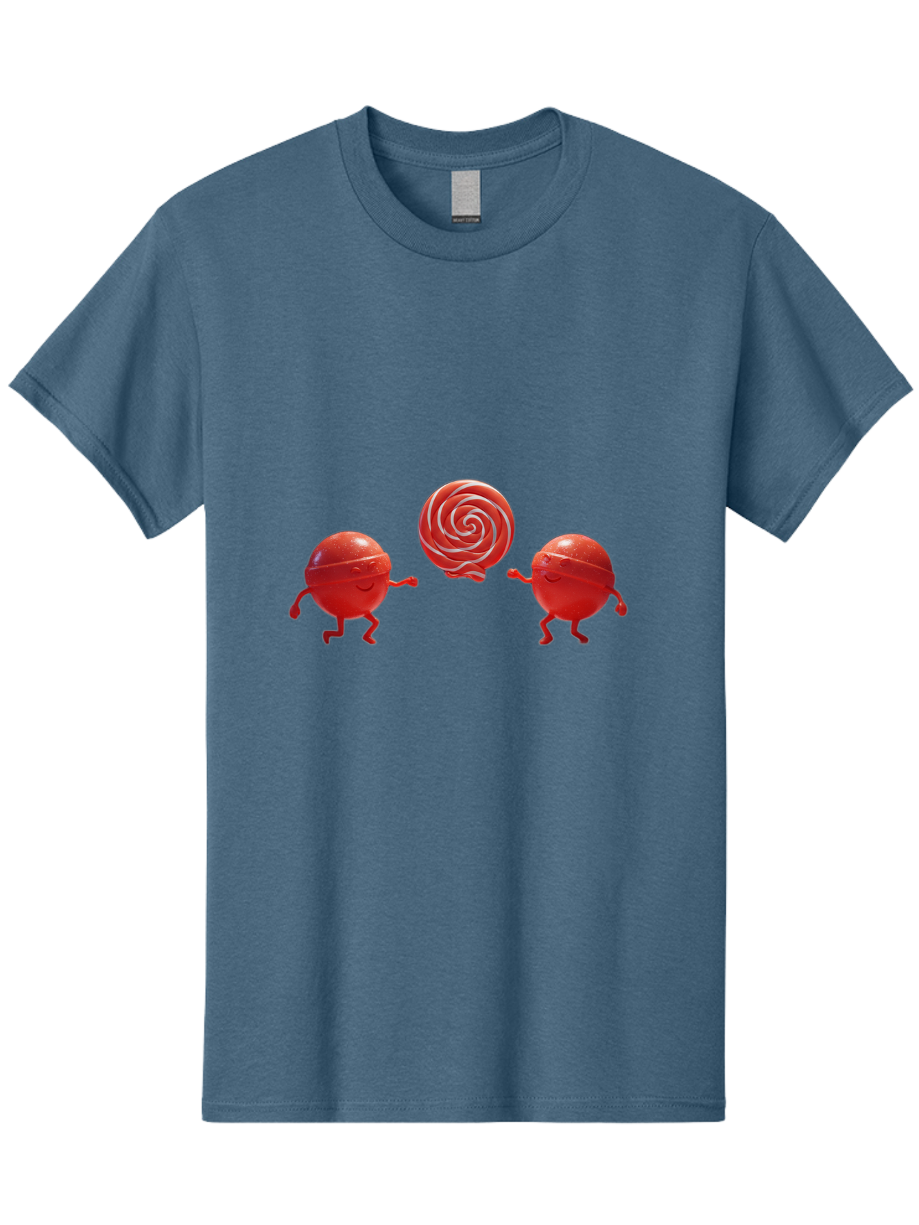 Red-Lollipop-Characters Men'S Graphic Tee, 100% Cotton, Comfortable Casual Summer Wear, Machine Washable, Red Candy Characters, Animated Figures, Lollipop, Sweet Treats, Playful Design, Cartoon Style, Whimsical, Fun, Candy Graphics, Bad486