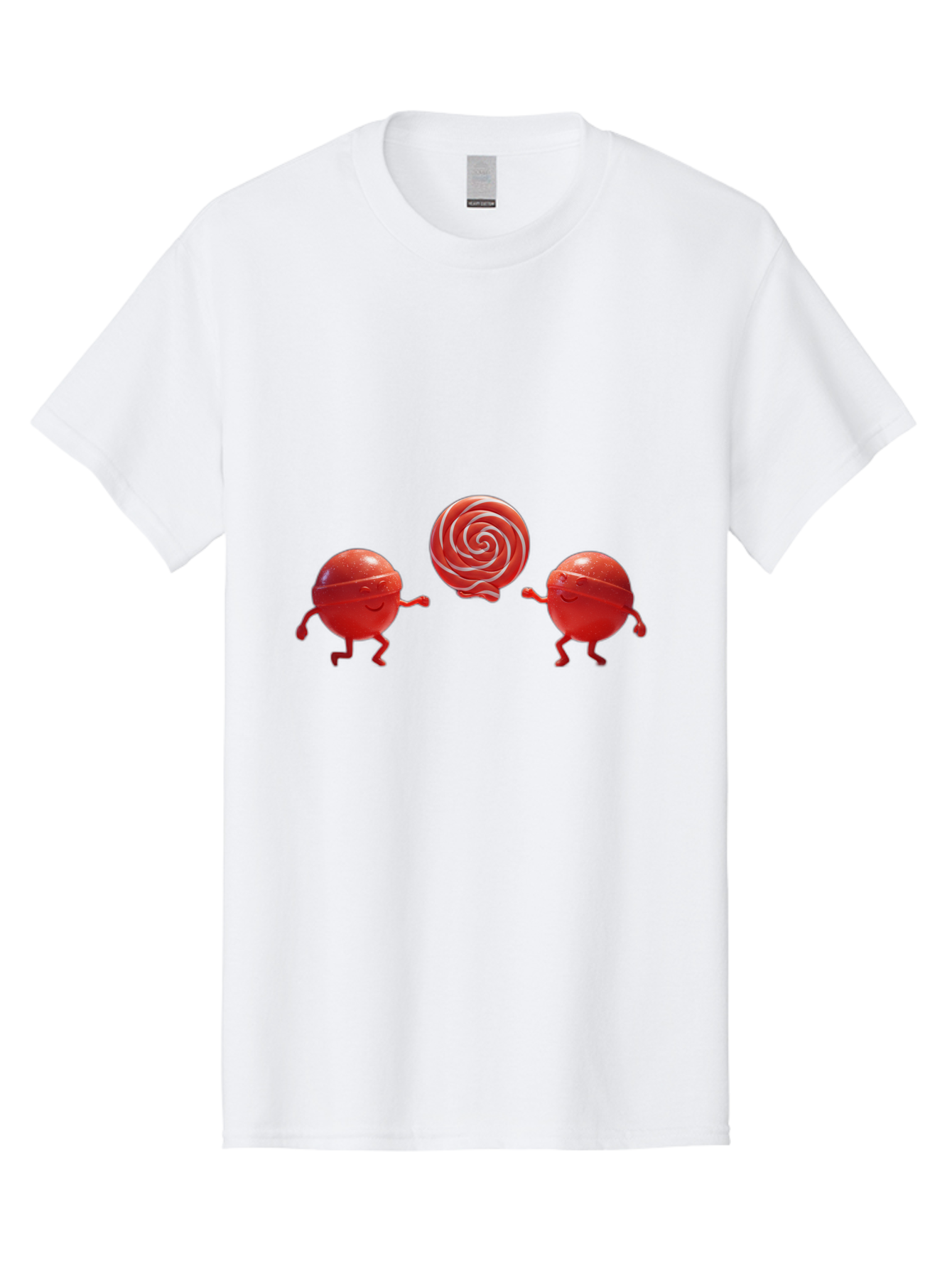 Red-Lollipop-Characters Men'S Graphic Tee, 100% Cotton, Comfortable Casual Summer Wear, Machine Washable, Red Candy Characters, Animated Figures, Lollipop, Sweet Treats, Playful Design, Cartoon Style, Whimsical, Fun, Candy Graphics, Bad486