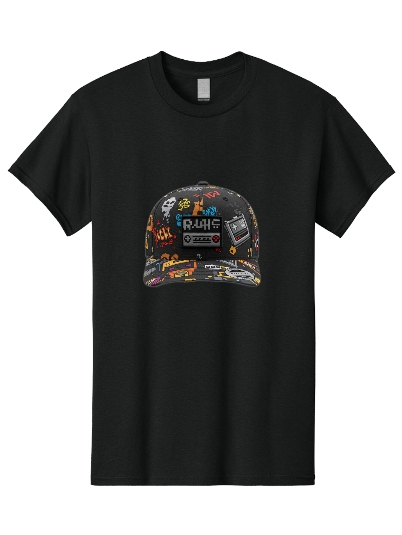 Rlyr-Baseball-Cap Men'S Graphic Tee, 100% Cotton, Comfortable Casual Summer Wear, Machine Washable, Rlyr Baseball Cap, Gaming Hat, Streetwear Fashion, Retro Gaming, Graffiti Style, Bold Graphics, Video Game Controller, Cassette Tape Design Bad492