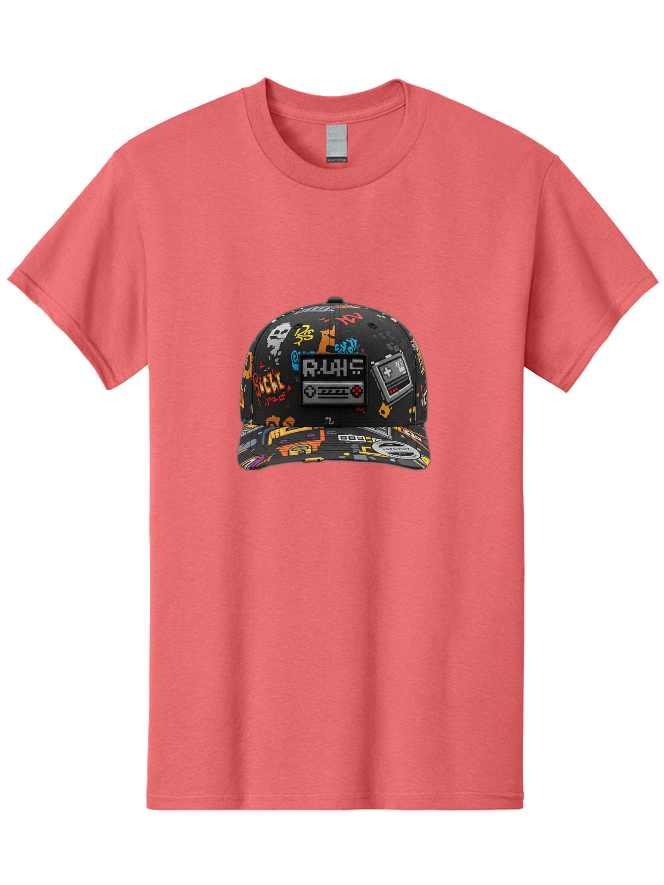 Rlyr-Baseball-Cap Men'S Graphic Tee, 100% Cotton, Comfortable Casual Summer Wear, Machine Washable, Rlyr Baseball Cap, Gaming Hat, Streetwear Fashion, Retro Gaming, Graffiti Style, Bold Graphics, Video Game Controller, Cassette Tape Design Bad492