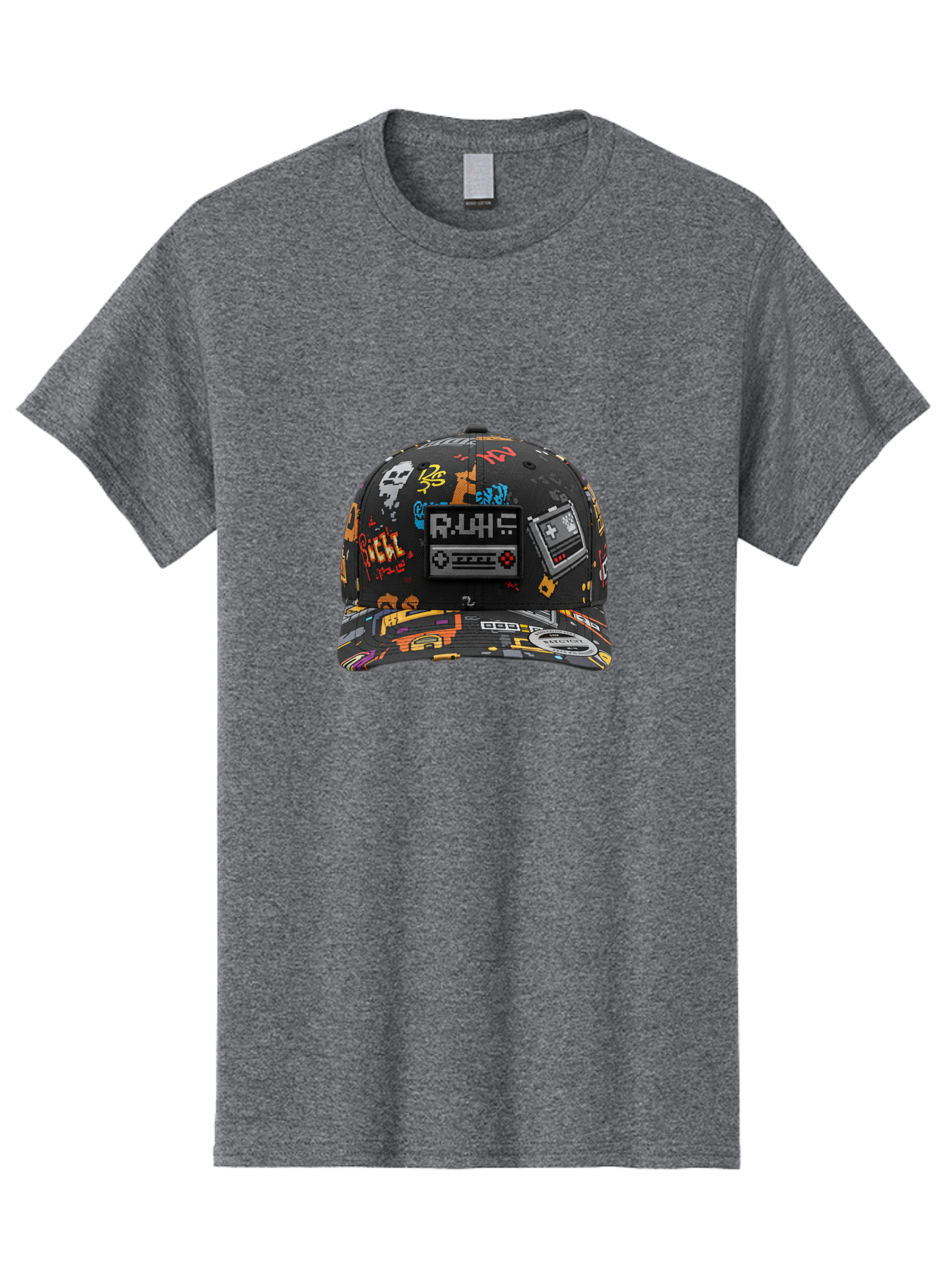 Rlyr-Baseball-Cap Men'S Graphic Tee, 100% Cotton, Comfortable Casual Summer Wear, Machine Washable, Rlyr Baseball Cap, Gaming Hat, Streetwear Fashion, Retro Gaming, Graffiti Style, Bold Graphics, Video Game Controller, Cassette Tape Design Bad492