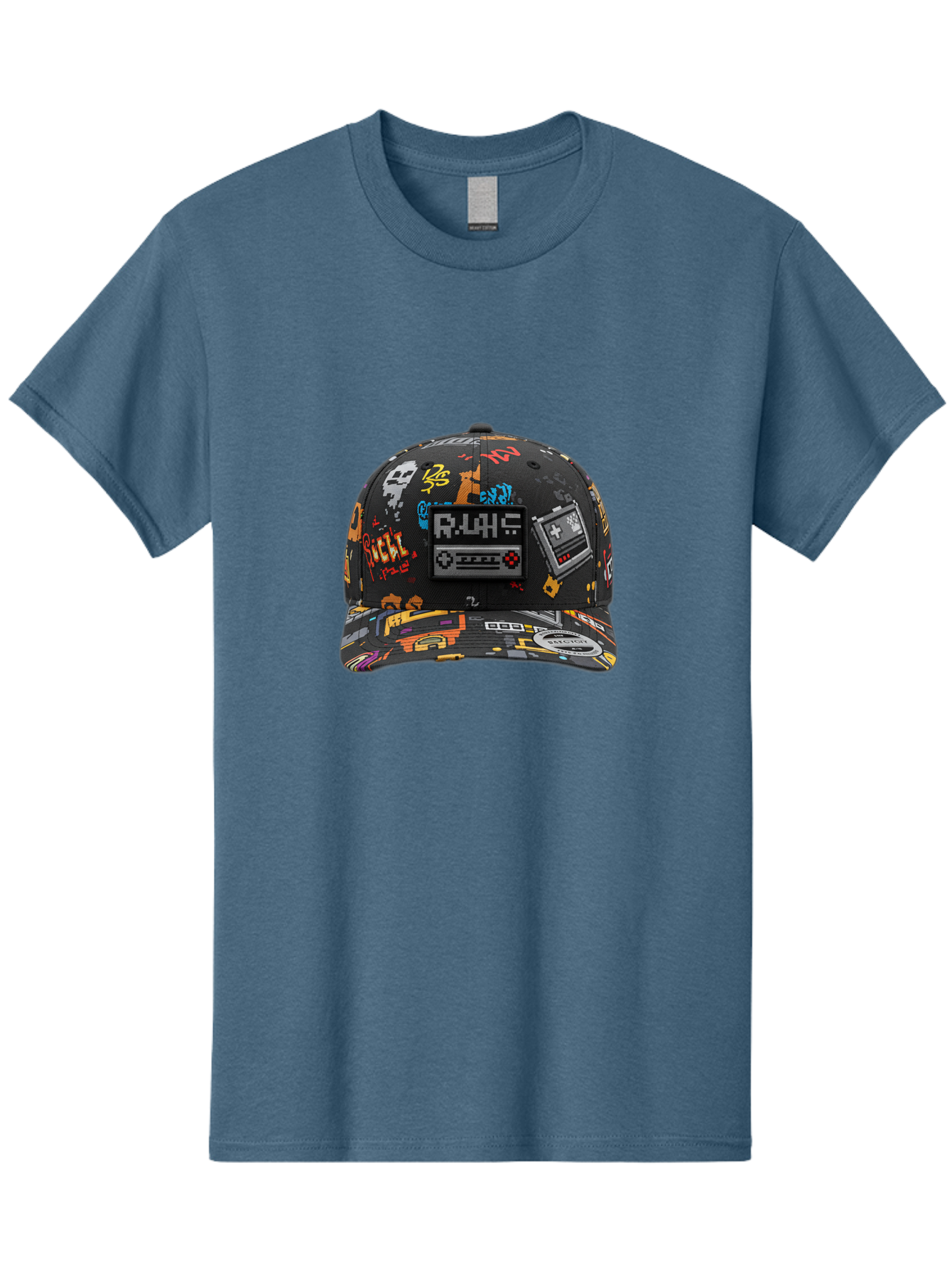 Rlyr-Baseball-Cap Men'S Graphic Tee, 100% Cotton, Comfortable Casual Summer Wear, Machine Washable, Rlyr Baseball Cap, Gaming Hat, Streetwear Fashion, Retro Gaming, Graffiti Style, Bold Graphics, Video Game Controller, Cassette Tape Design Bad492