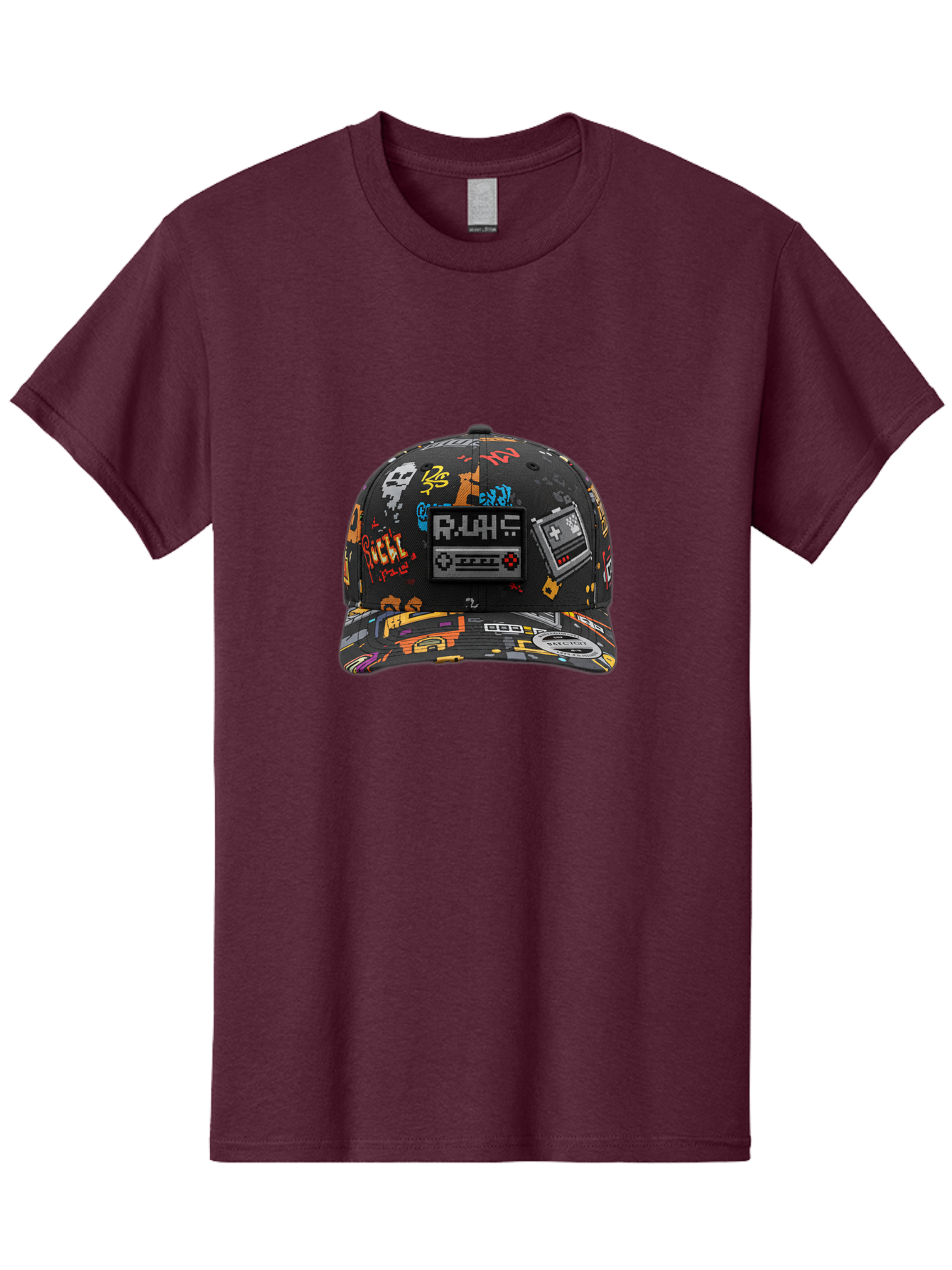 Rlyr-Baseball-Cap Men'S Graphic Tee, 100% Cotton, Comfortable Casual Summer Wear, Machine Washable, Rlyr Baseball Cap, Gaming Hat, Streetwear Fashion, Retro Gaming, Graffiti Style, Bold Graphics, Video Game Controller, Cassette Tape Design Bad492