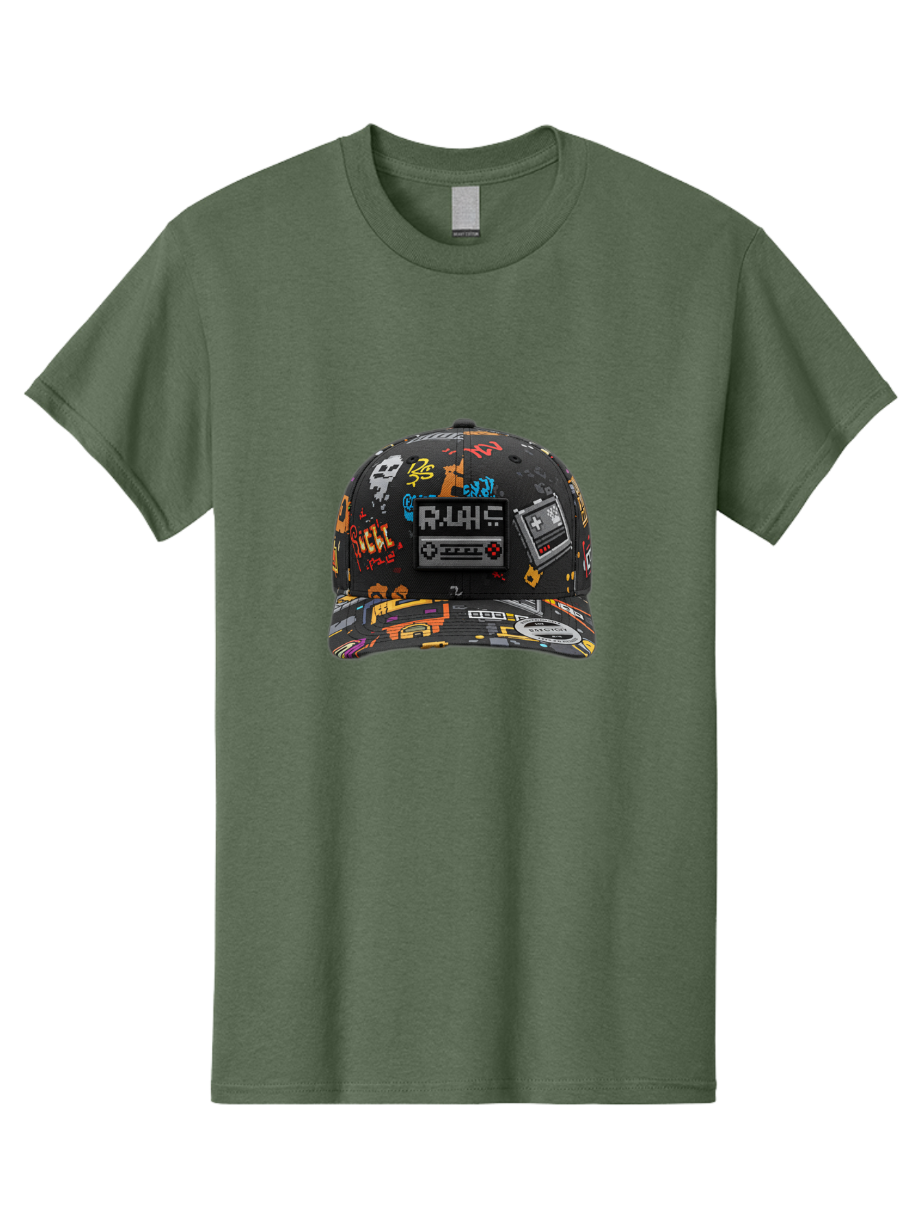 Rlyr-Baseball-Cap Men'S Graphic Tee, 100% Cotton, Comfortable Casual Summer Wear, Machine Washable, Rlyr Baseball Cap, Gaming Hat, Streetwear Fashion, Retro Gaming, Graffiti Style, Bold Graphics, Video Game Controller, Cassette Tape Design Bad492