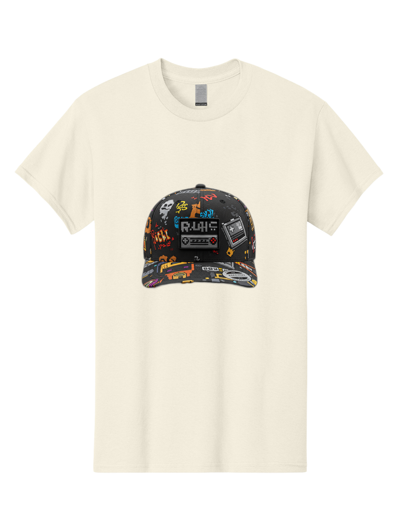 Rlyr-Baseball-Cap Men'S Graphic Tee, 100% Cotton, Comfortable Casual Summer Wear, Machine Washable, Rlyr Baseball Cap, Gaming Hat, Streetwear Fashion, Retro Gaming, Graffiti Style, Bold Graphics, Video Game Controller, Cassette Tape Design Bad492