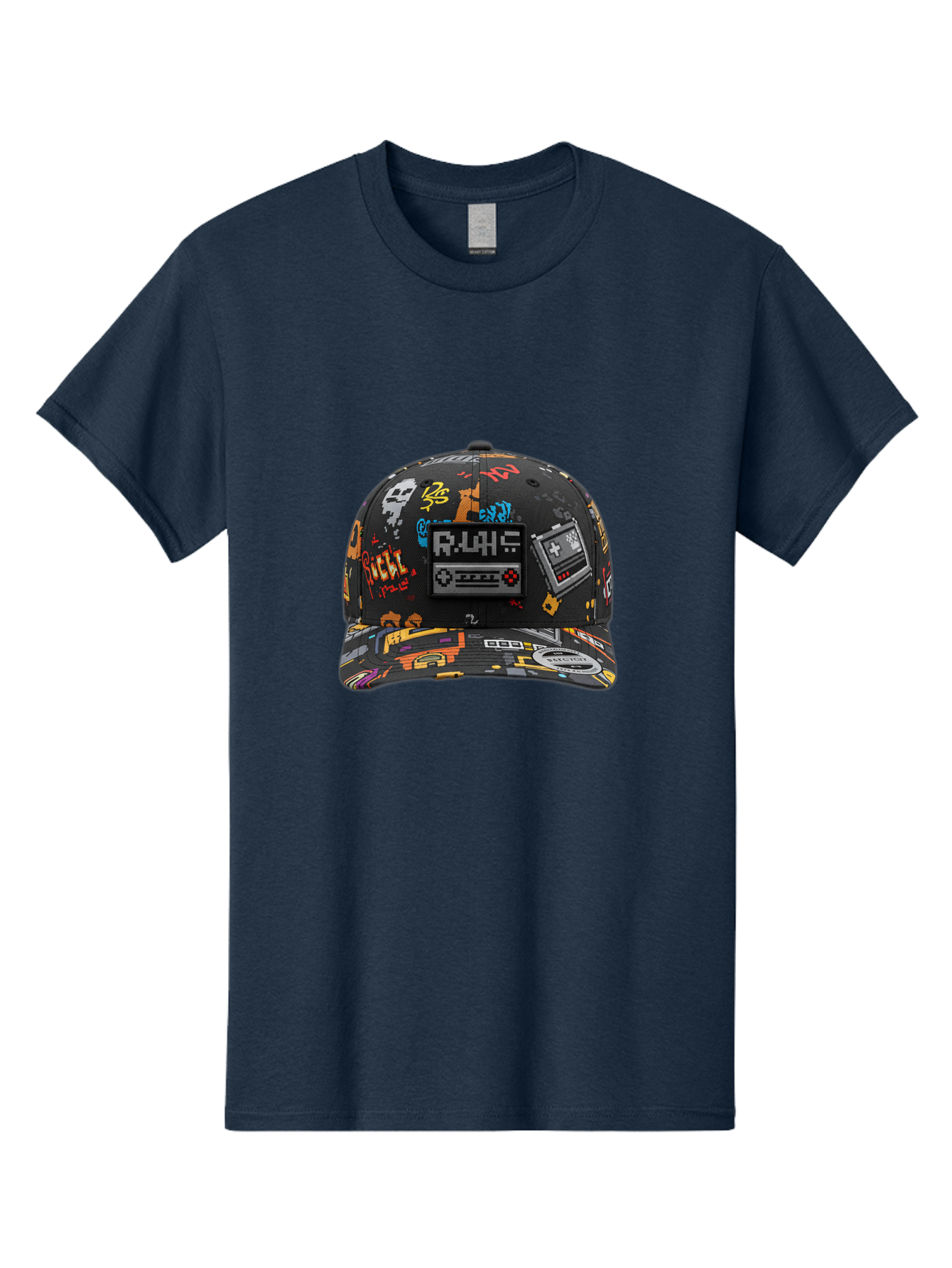 Rlyr-Baseball-Cap Men'S Graphic Tee, 100% Cotton, Comfortable Casual Summer Wear, Machine Washable, Rlyr Baseball Cap, Gaming Hat, Streetwear Fashion, Retro Gaming, Graffiti Style, Bold Graphics, Video Game Controller, Cassette Tape Design Bad492