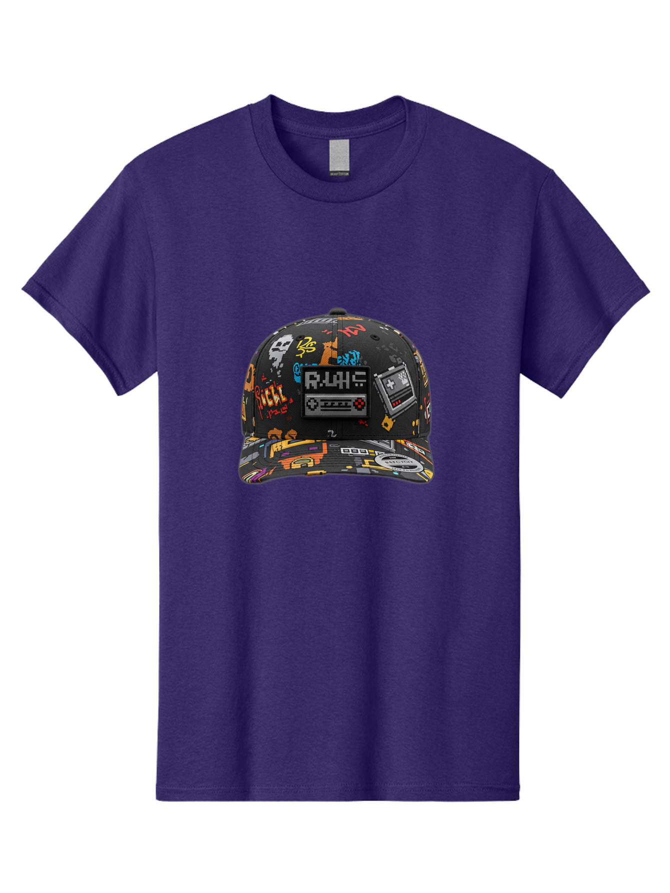 Rlyr-Baseball-Cap Men'S Graphic Tee, 100% Cotton, Comfortable Casual Summer Wear, Machine Washable, Rlyr Baseball Cap, Gaming Hat, Streetwear Fashion, Retro Gaming, Graffiti Style, Bold Graphics, Video Game Controller, Cassette Tape Design Bad492