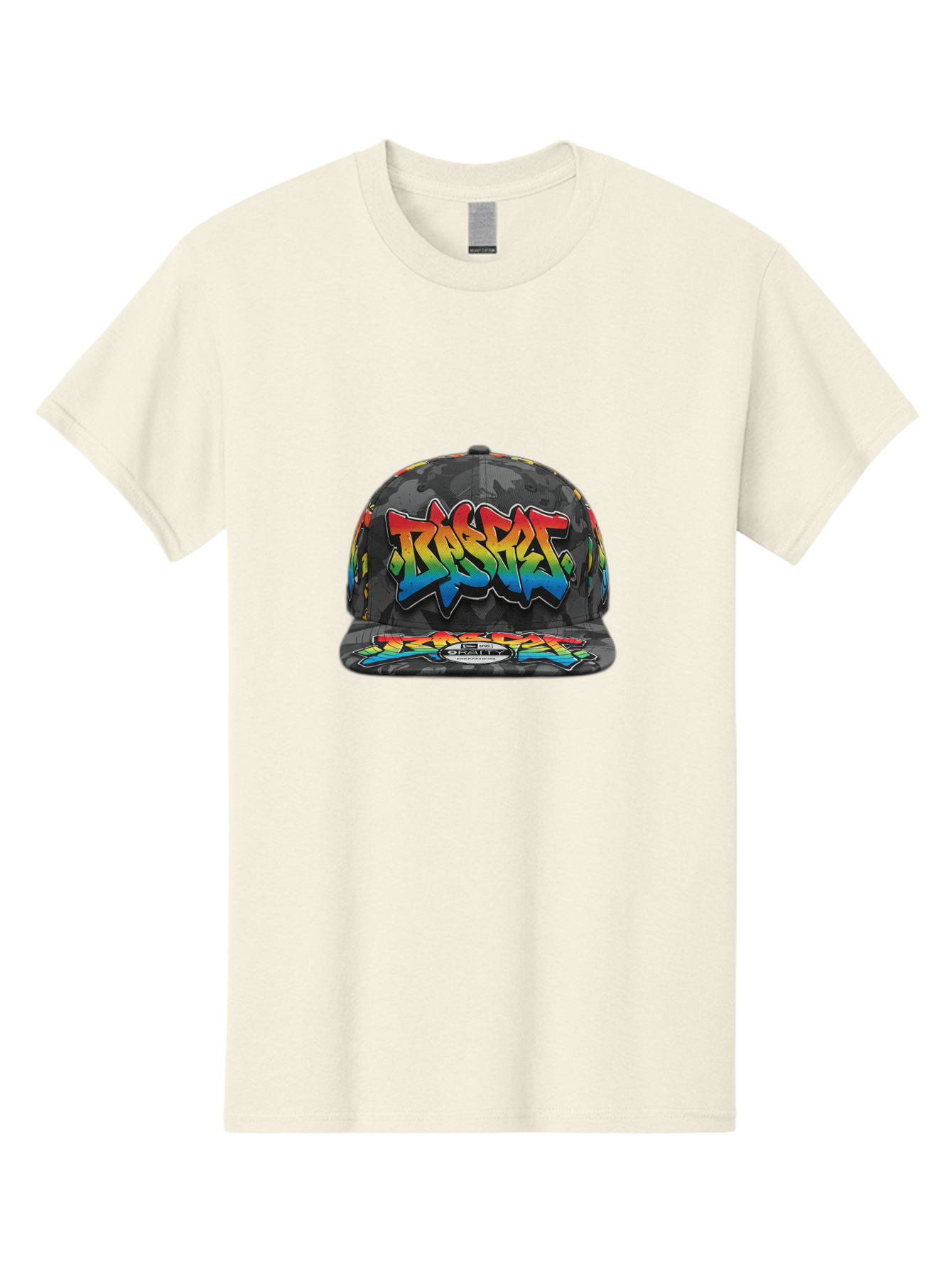 Rocket Men'S Graphic Tee, 100% Cotton, Comfortable Casual Summer Wear, Machine Washable, Rocket Baseball Cap, Camouflage Pattern, Graffiti Design, Vibrant Colors, Streetwear Fashion, Urban Style, Bold Graphics, Casual Clothing Bad499