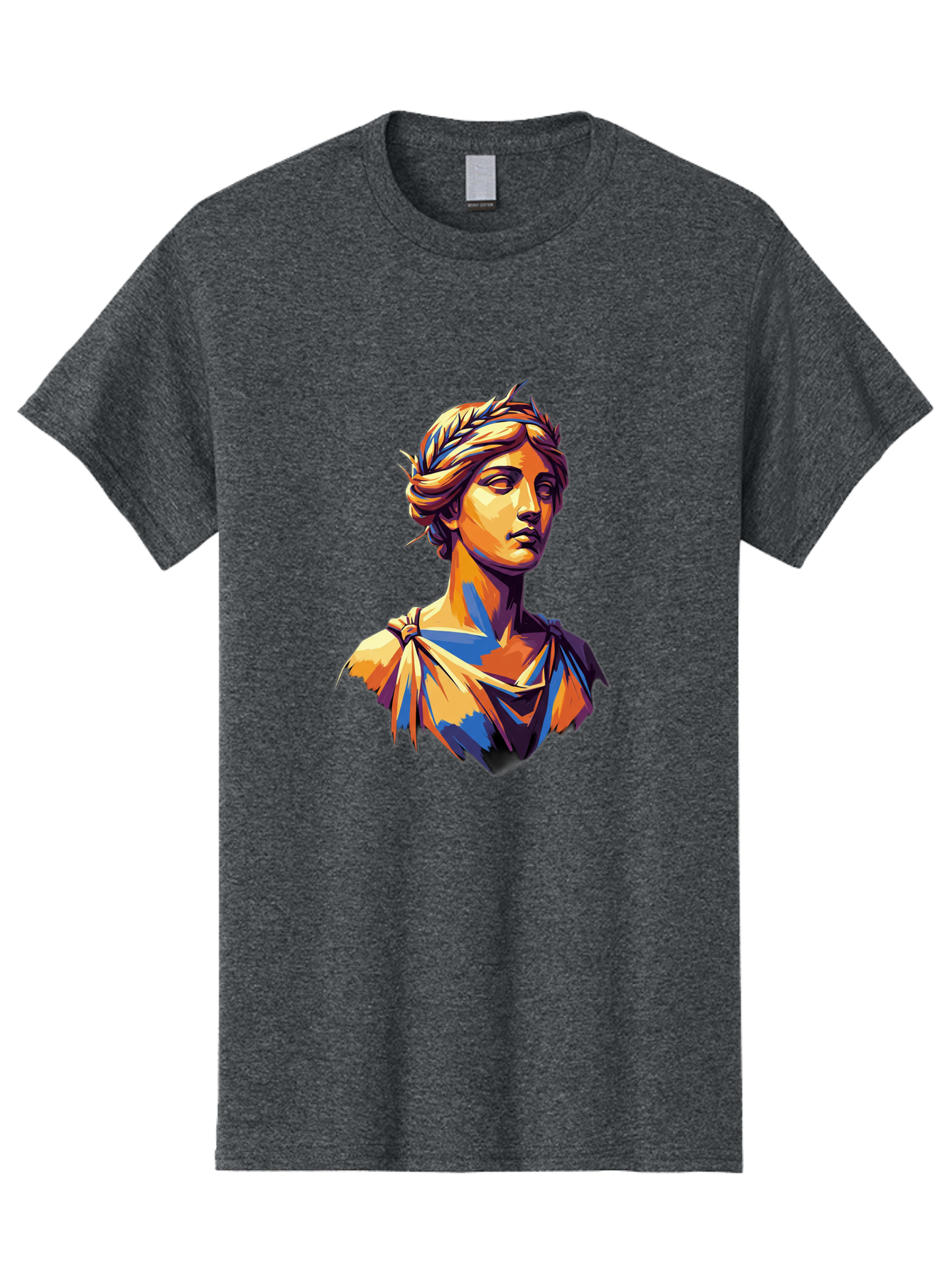 Roman-Bust Men'S Graphic Tee, 100% Cotton, Comfortable Casual Summer Wear, Machine Washable, Classical Statue, Ancient Greek, Laurel Wreath, Marble Bust, Historical Figure, Mythological Character, Artistic Sculpture, Cultural Heritage, Bad500