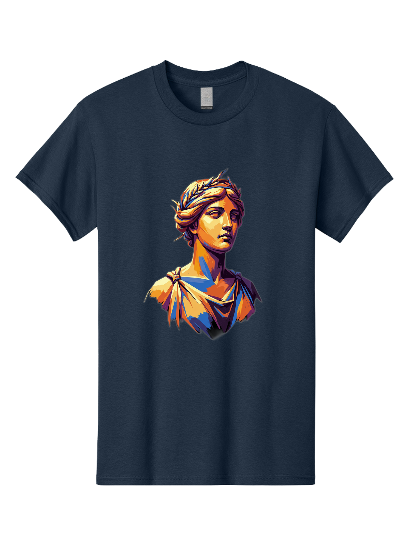 Roman-Bust Men'S Graphic Tee, 100% Cotton, Comfortable Casual Summer Wear, Machine Washable, Classical Statue, Ancient Greek, Laurel Wreath, Marble Bust, Historical Figure, Mythological Character, Artistic Sculpture, Cultural Heritage, Bad500