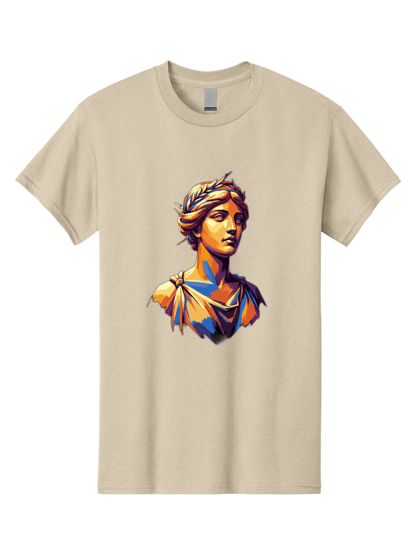 Roman-Bust Men'S Graphic Tee, 100% Cotton, Comfortable Casual Summer Wear, Machine Washable, Classical Statue, Ancient Greek, Laurel Wreath, Marble Bust, Historical Figure, Mythological Character, Artistic Sculpture, Cultural Heritage, Bad500