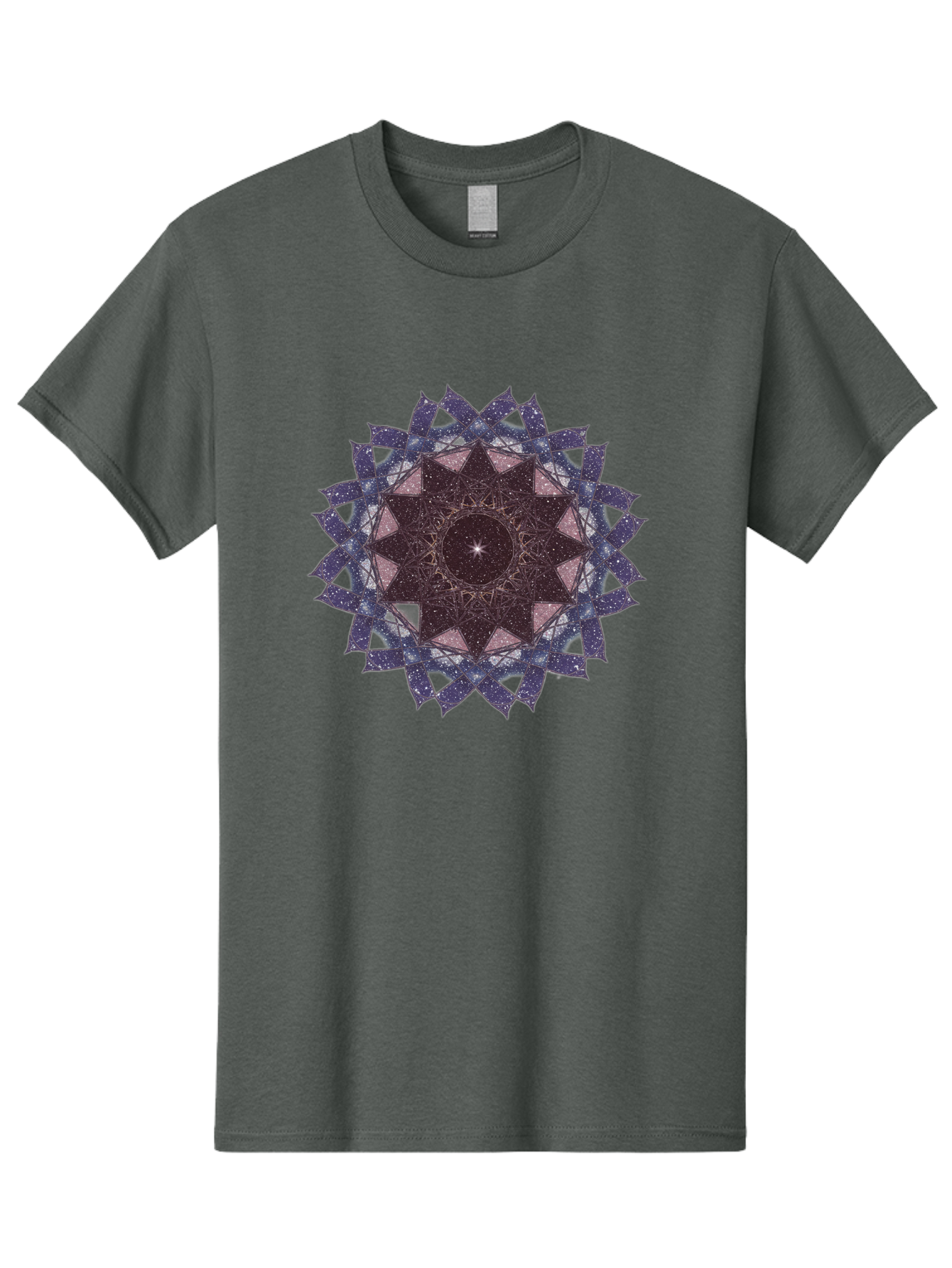 Sacred-Geometry-Star Men'S Graphic Tee, 100% Cotton, Comfortable Casual Summer Wear, Machine Washable, Sacred Geometry, Mandala Art, Geometric Patterns, Star Symbol, Spiritual Design, Mystical Shapes, Cosmic Theme, Intricate Details, Bad501