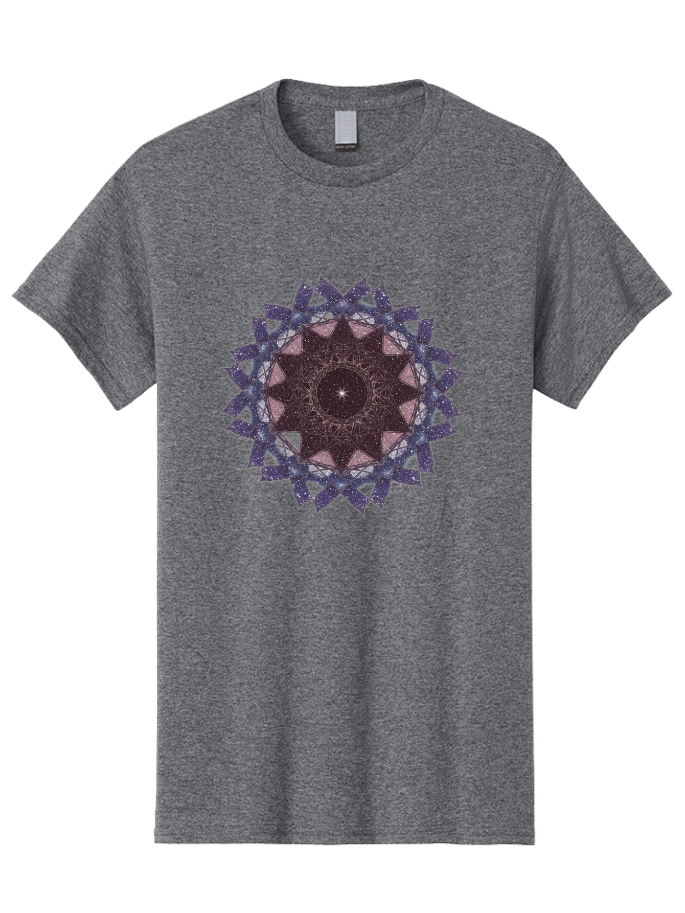 Sacred-Geometry-Star Men'S Graphic Tee, 100% Cotton, Comfortable Casual Summer Wear, Machine Washable, Sacred Geometry, Mandala Art, Geometric Patterns, Star Symbol, Spiritual Design, Mystical Shapes, Cosmic Theme, Intricate Details, Bad501