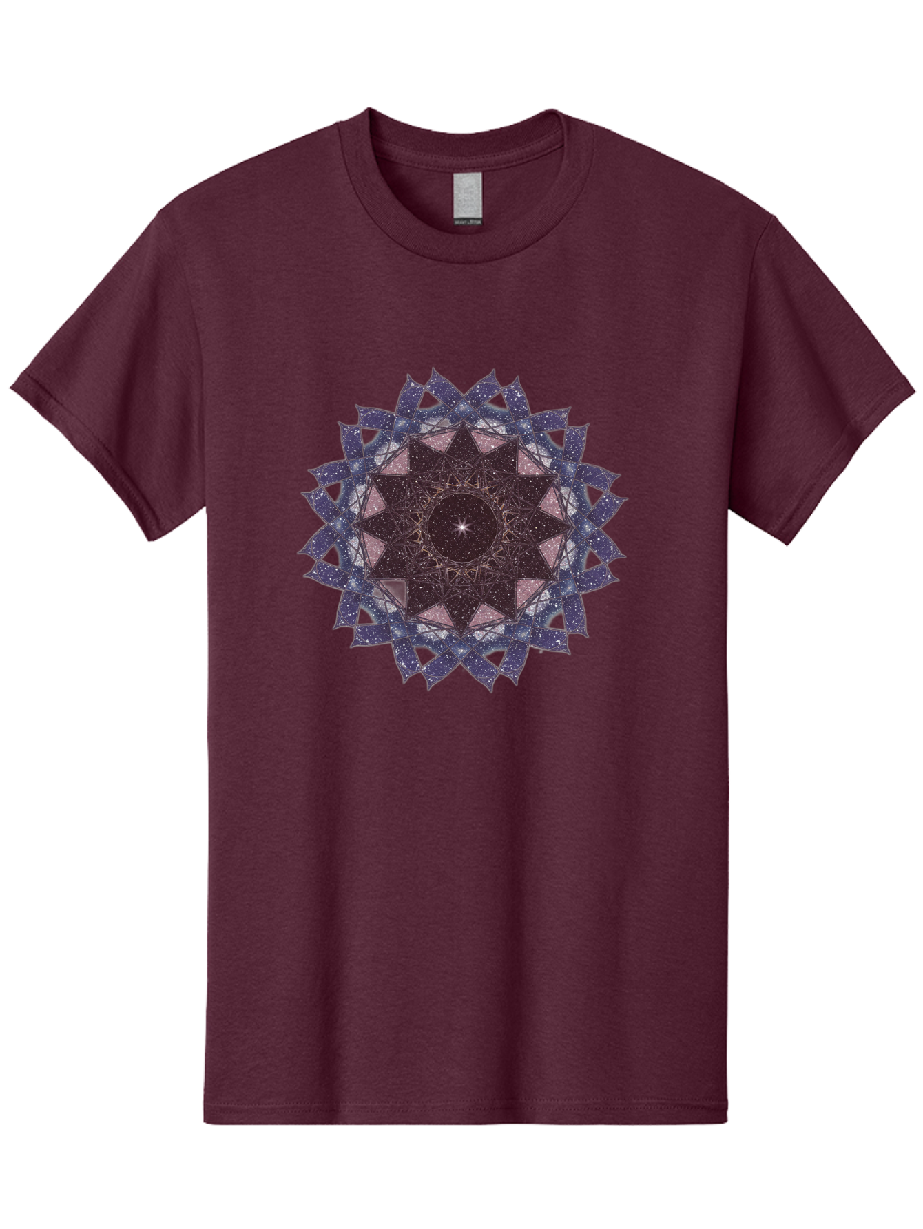 Sacred-Geometry-Star Men'S Graphic Tee, 100% Cotton, Comfortable Casual Summer Wear, Machine Washable, Sacred Geometry, Mandala Art, Geometric Patterns, Star Symbol, Spiritual Design, Mystical Shapes, Cosmic Theme, Intricate Details, Bad501