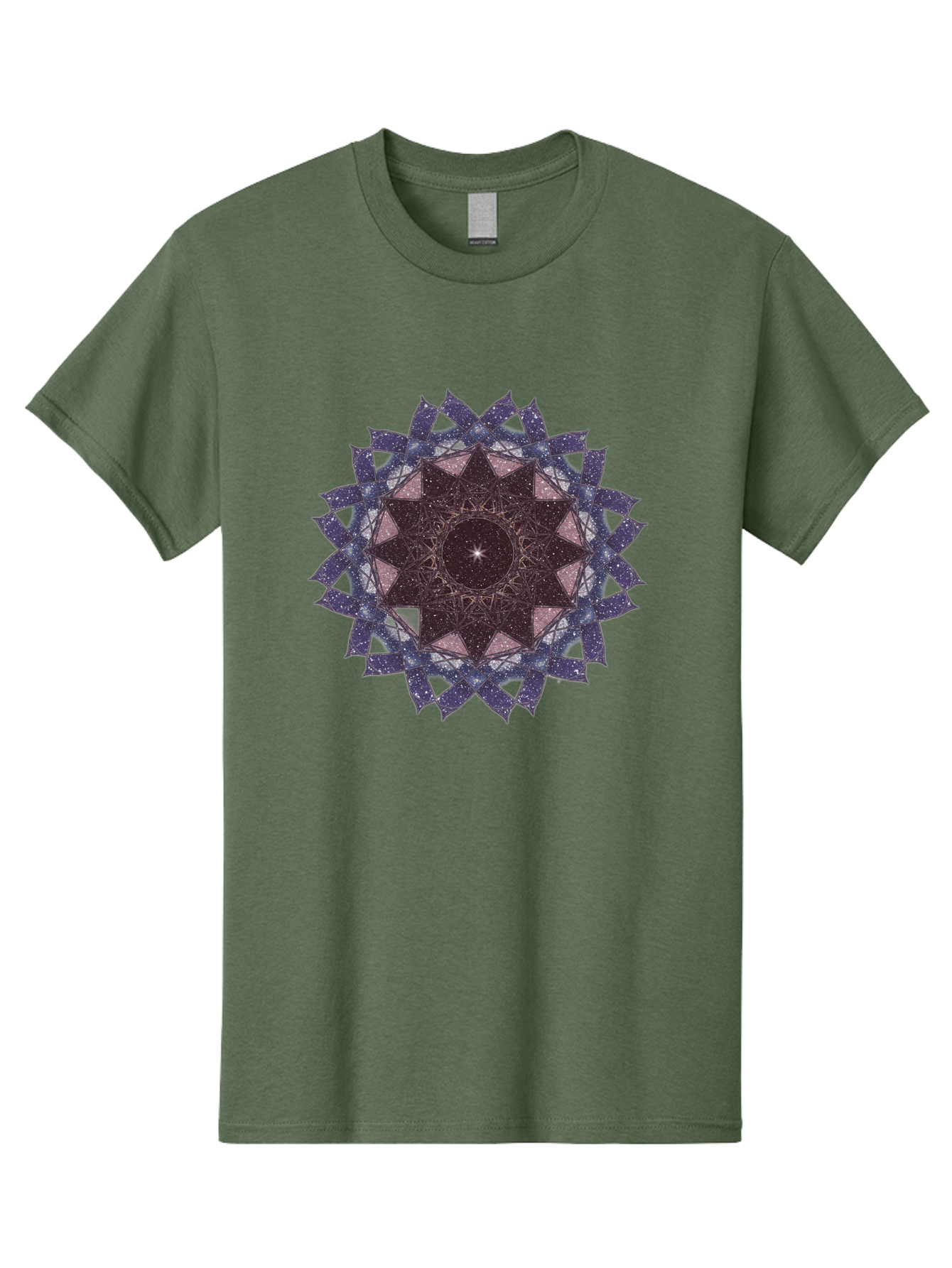Sacred-Geometry-Star Men'S Graphic Tee, 100% Cotton, Comfortable Casual Summer Wear, Machine Washable, Sacred Geometry, Mandala Art, Geometric Patterns, Star Symbol, Spiritual Design, Mystical Shapes, Cosmic Theme, Intricate Details, Bad501
