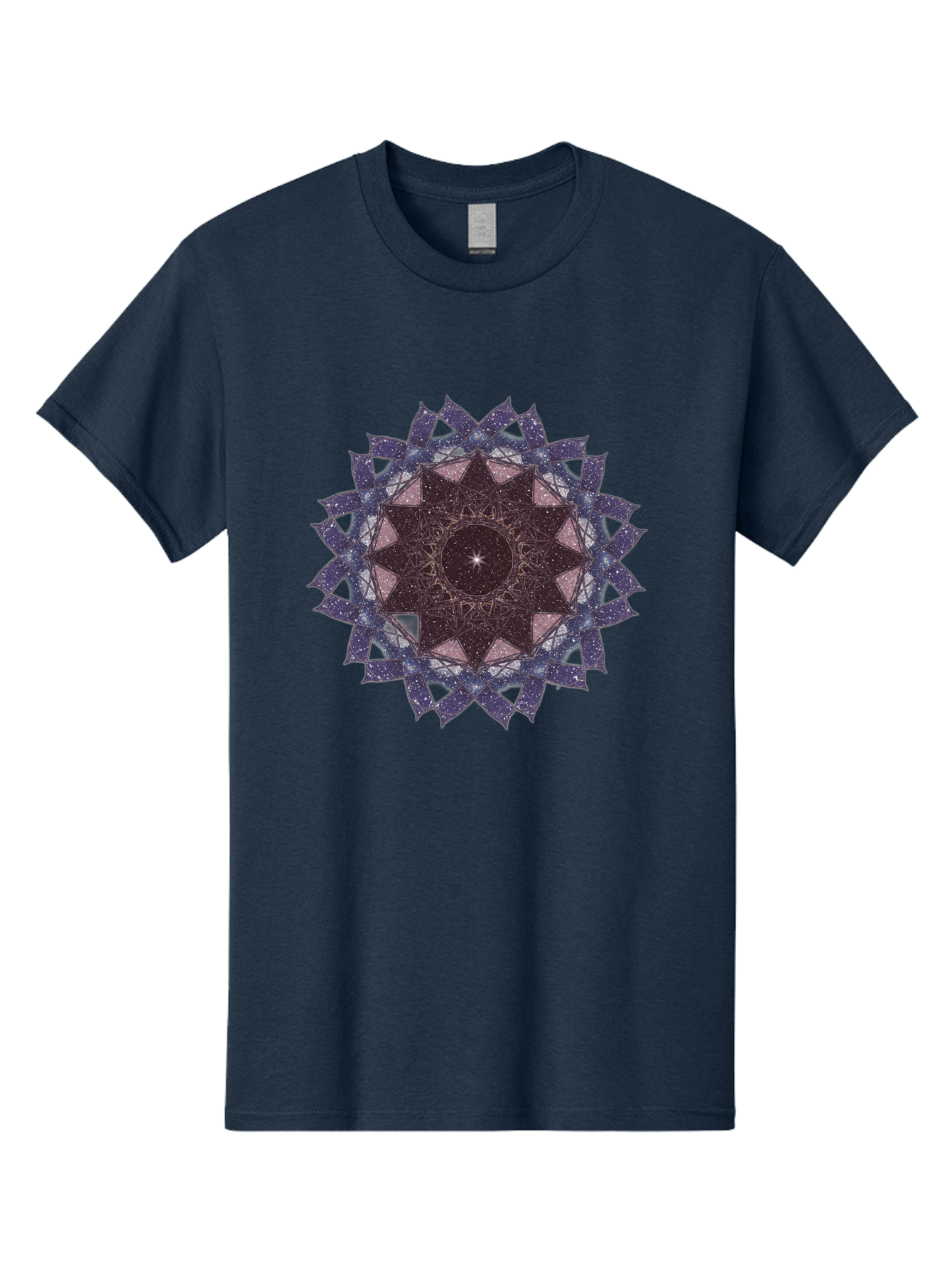 Sacred-Geometry-Star Men'S Graphic Tee, 100% Cotton, Comfortable Casual Summer Wear, Machine Washable, Sacred Geometry, Mandala Art, Geometric Patterns, Star Symbol, Spiritual Design, Mystical Shapes, Cosmic Theme, Intricate Details, Bad501