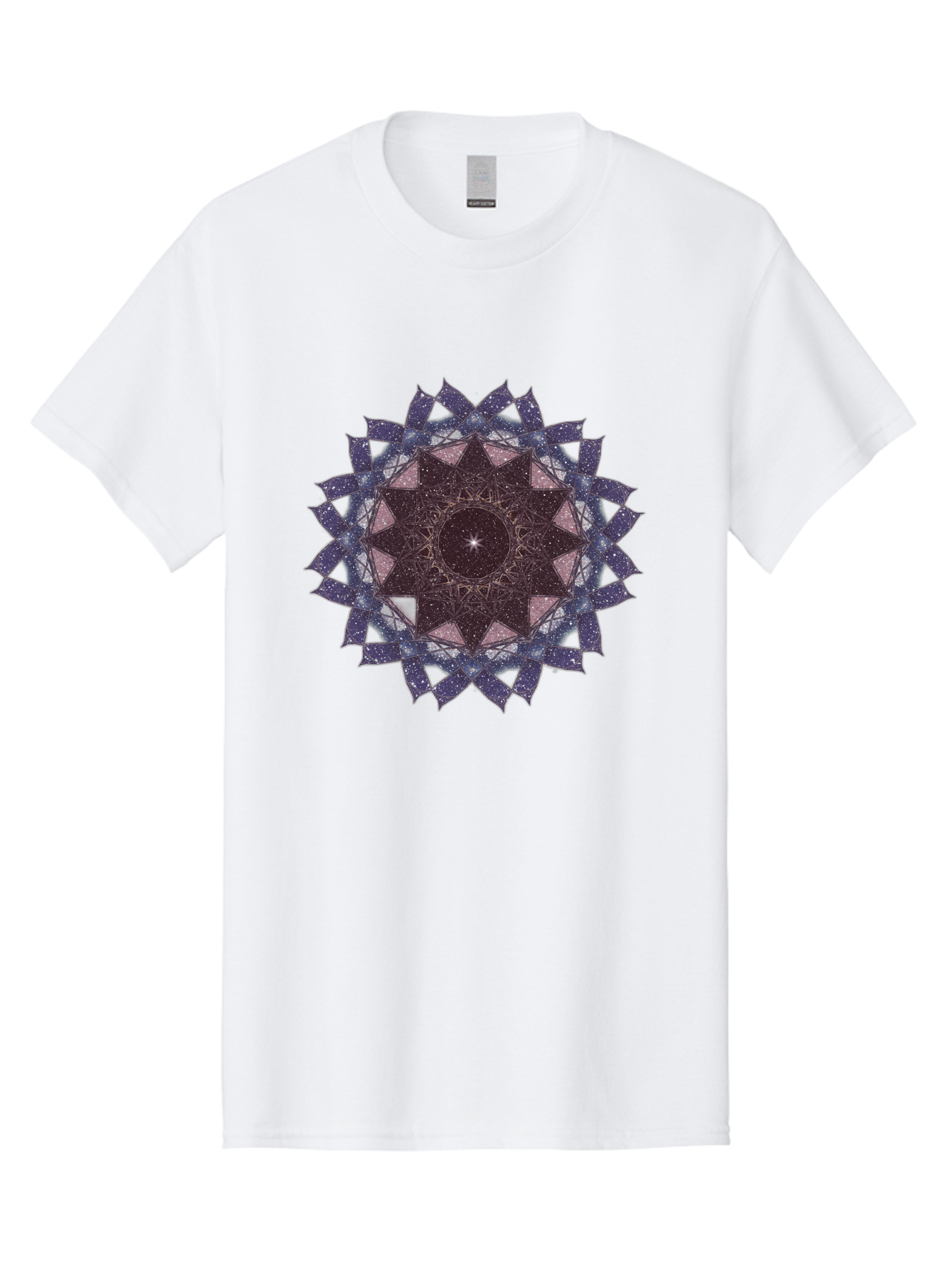 Sacred-Geometry-Star Men'S Graphic Tee, 100% Cotton, Comfortable Casual Summer Wear, Machine Washable, Sacred Geometry, Mandala Art, Geometric Patterns, Star Symbol, Spiritual Design, Mystical Shapes, Cosmic Theme, Intricate Details, Bad501