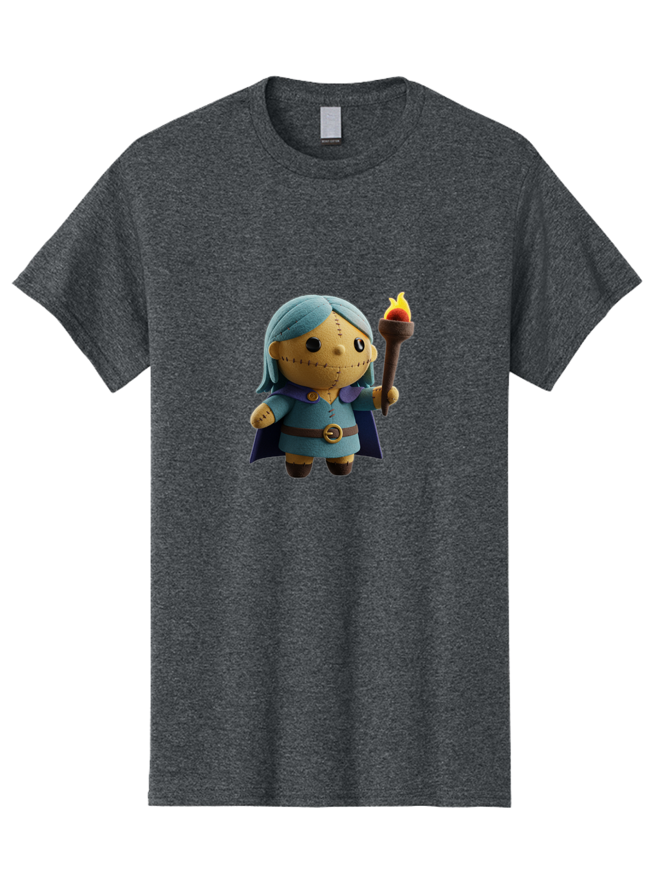 Sally Men'S Graphic Tee, 100% Cotton, Comfortable Casual Summer Wear, Machine Washable, Sally Figurine, Nightmare Before Christmas Character, Stitched Face, Blue Dress, Cape, Torch, Whimsical Design, Collectible Toy, Halloween Decoration Bad506