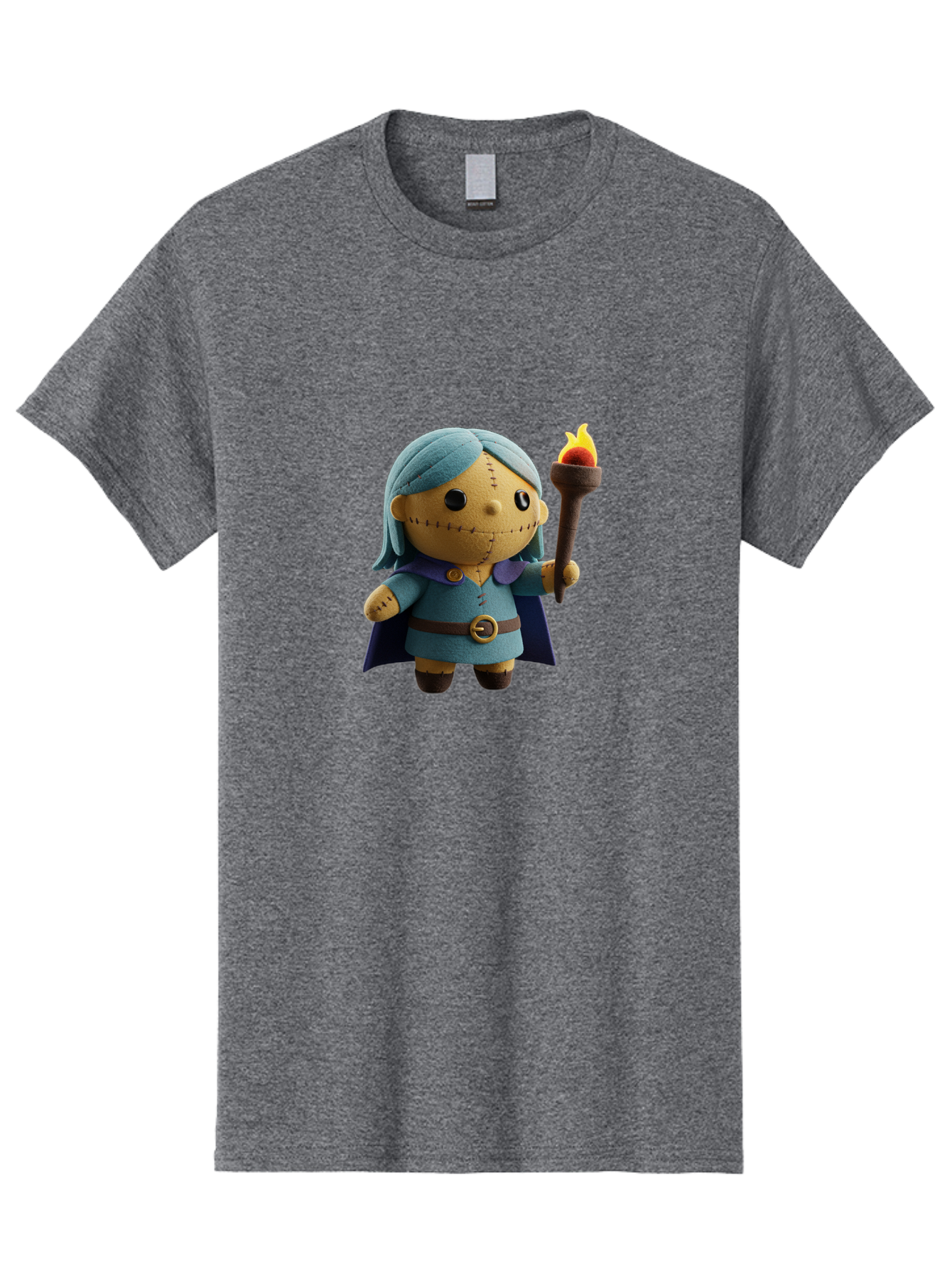 Sally Men'S Graphic Tee, 100% Cotton, Comfortable Casual Summer Wear, Machine Washable, Sally Figurine, Nightmare Before Christmas Character, Stitched Face, Blue Dress, Cape, Torch, Whimsical Design, Collectible Toy, Halloween Decoration Bad506