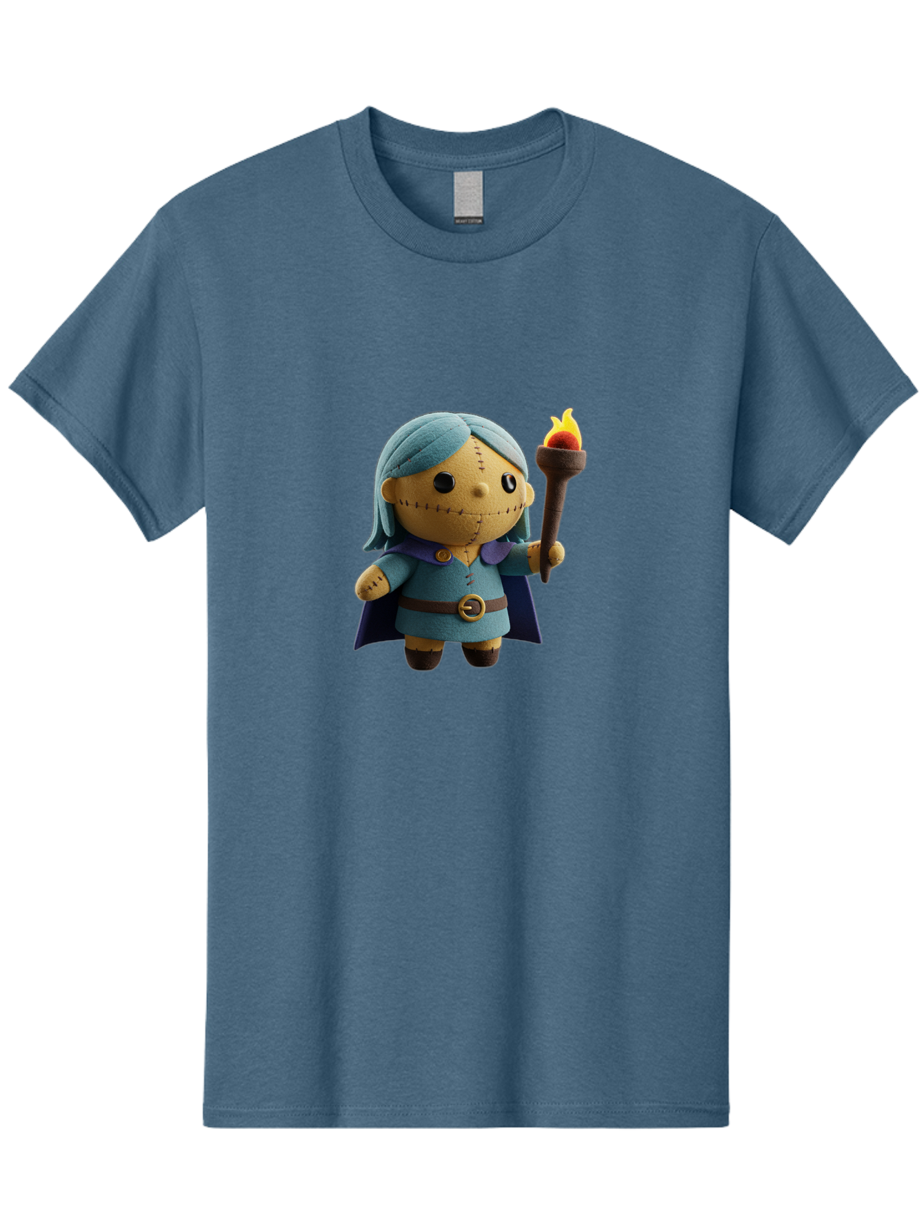 Sally Men'S Graphic Tee, 100% Cotton, Comfortable Casual Summer Wear, Machine Washable, Sally Figurine, Nightmare Before Christmas Character, Stitched Face, Blue Dress, Cape, Torch, Whimsical Design, Collectible Toy, Halloween Decoration Bad506