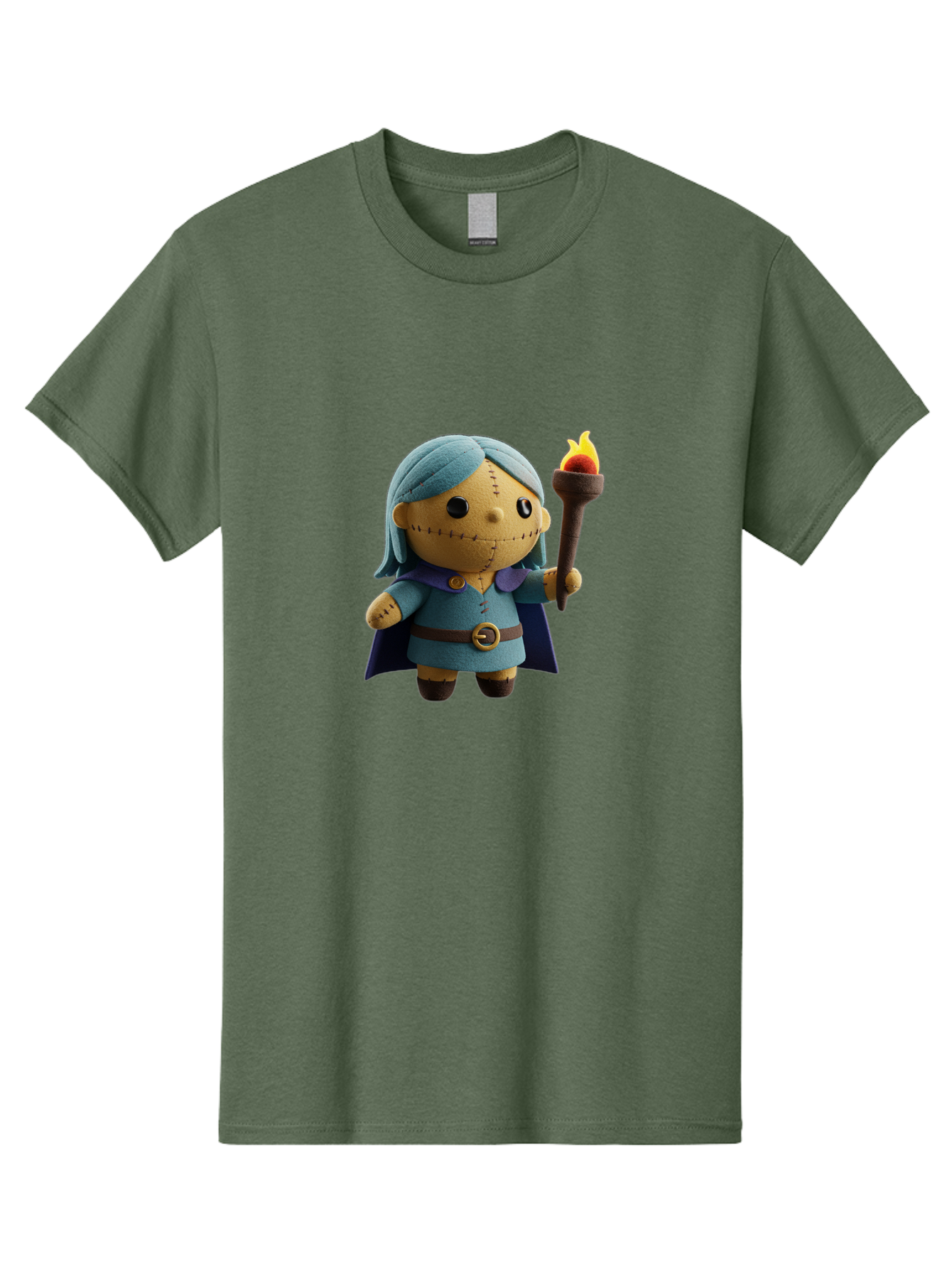 Sally Men'S Graphic Tee, 100% Cotton, Comfortable Casual Summer Wear, Machine Washable, Sally Figurine, Nightmare Before Christmas Character, Stitched Face, Blue Dress, Cape, Torch, Whimsical Design, Collectible Toy, Halloween Decoration Bad506