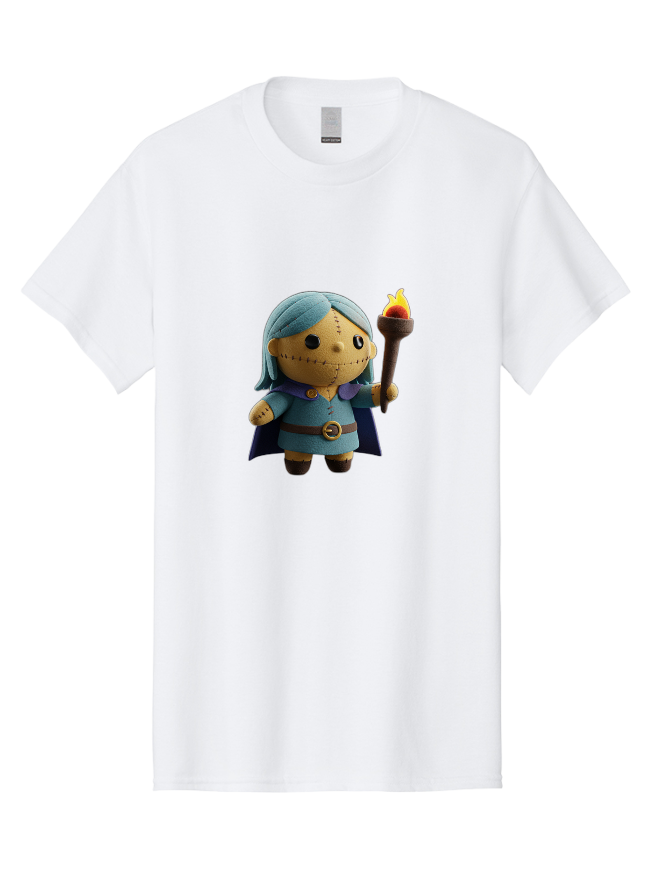 Sally Men'S Graphic Tee, 100% Cotton, Comfortable Casual Summer Wear, Machine Washable, Sally Figurine, Nightmare Before Christmas Character, Stitched Face, Blue Dress, Cape, Torch, Whimsical Design, Collectible Toy, Halloween Decoration Bad506