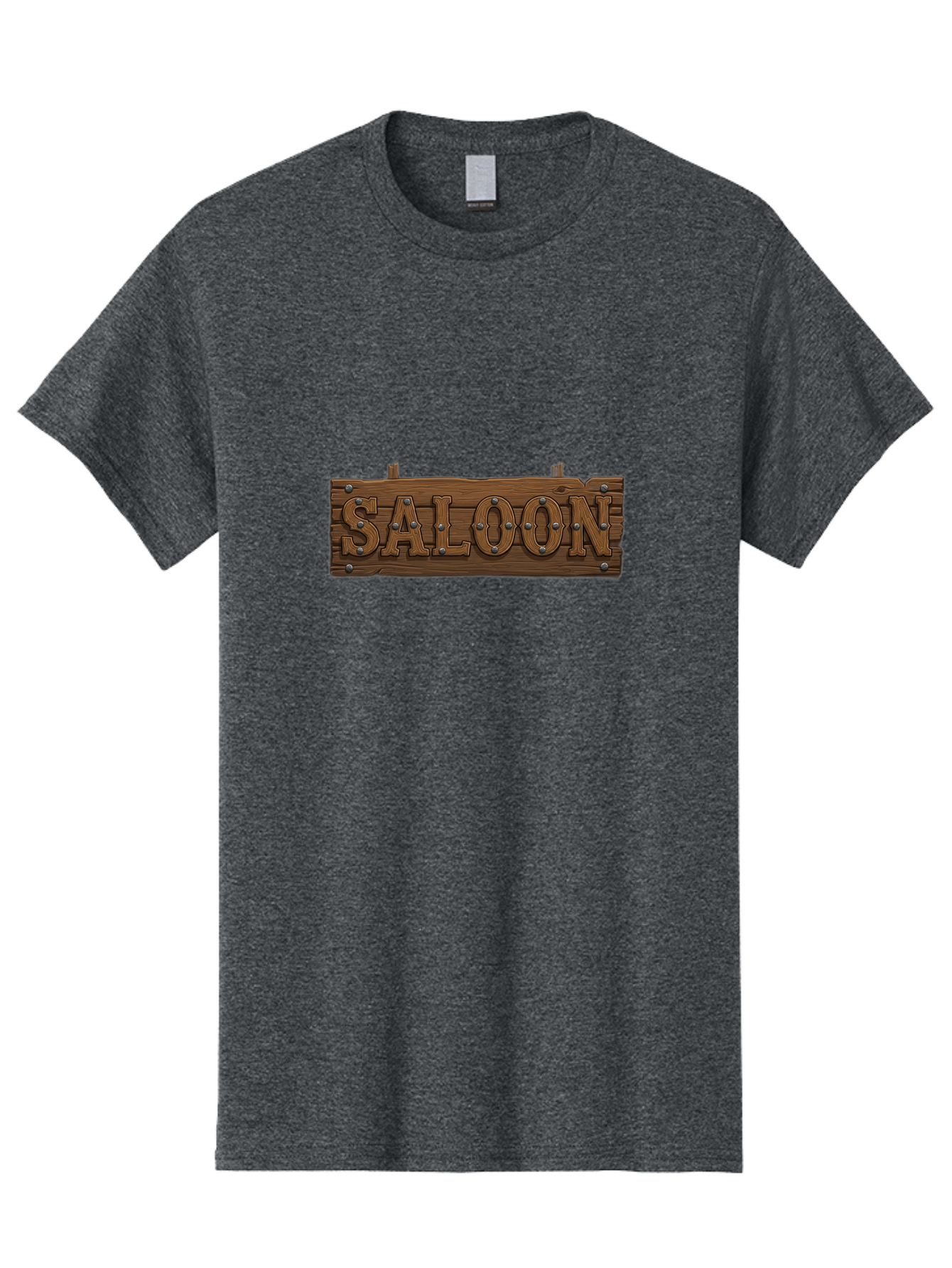 Saloon Men'S Graphic Tee, 100% Cotton, Comfortable Casual Summer Wear, Machine Washable, Western Saloon Sign, Wooden Sign, Vintage Decor, Rustic Charm, Cowboy Culture, Old West, Retro Signage, 3D Illustration, Wild West Theme Bad507