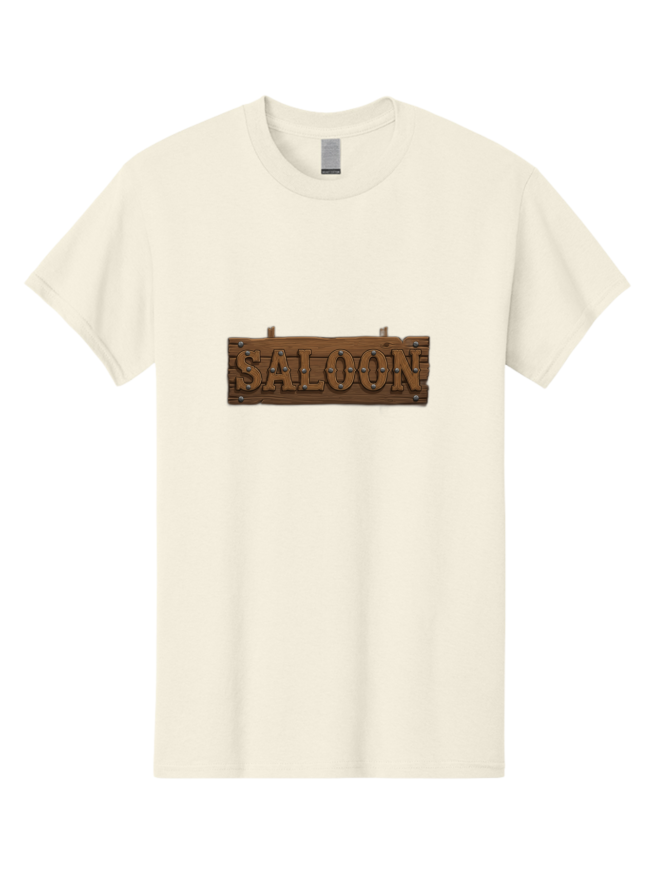 Saloon Men'S Graphic Tee, 100% Cotton, Comfortable Casual Summer Wear, Machine Washable, Western Saloon Sign, Wooden Sign, Vintage Decor, Rustic Charm, Cowboy Culture, Old West, Retro Signage, 3D Illustration, Wild West Theme Bad507