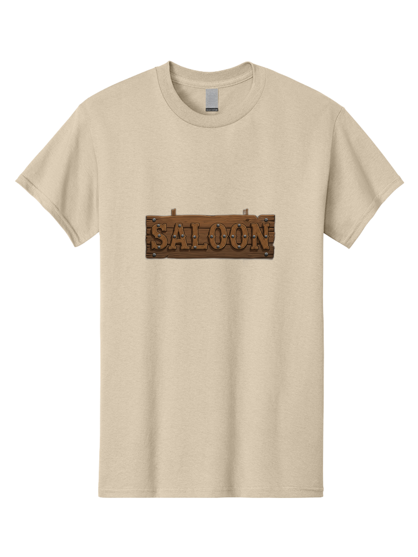 Saloon Men'S Graphic Tee, 100% Cotton, Comfortable Casual Summer Wear, Machine Washable, Western Saloon Sign, Wooden Sign, Vintage Decor, Rustic Charm, Cowboy Culture, Old West, Retro Signage, 3D Illustration, Wild West Theme Bad507