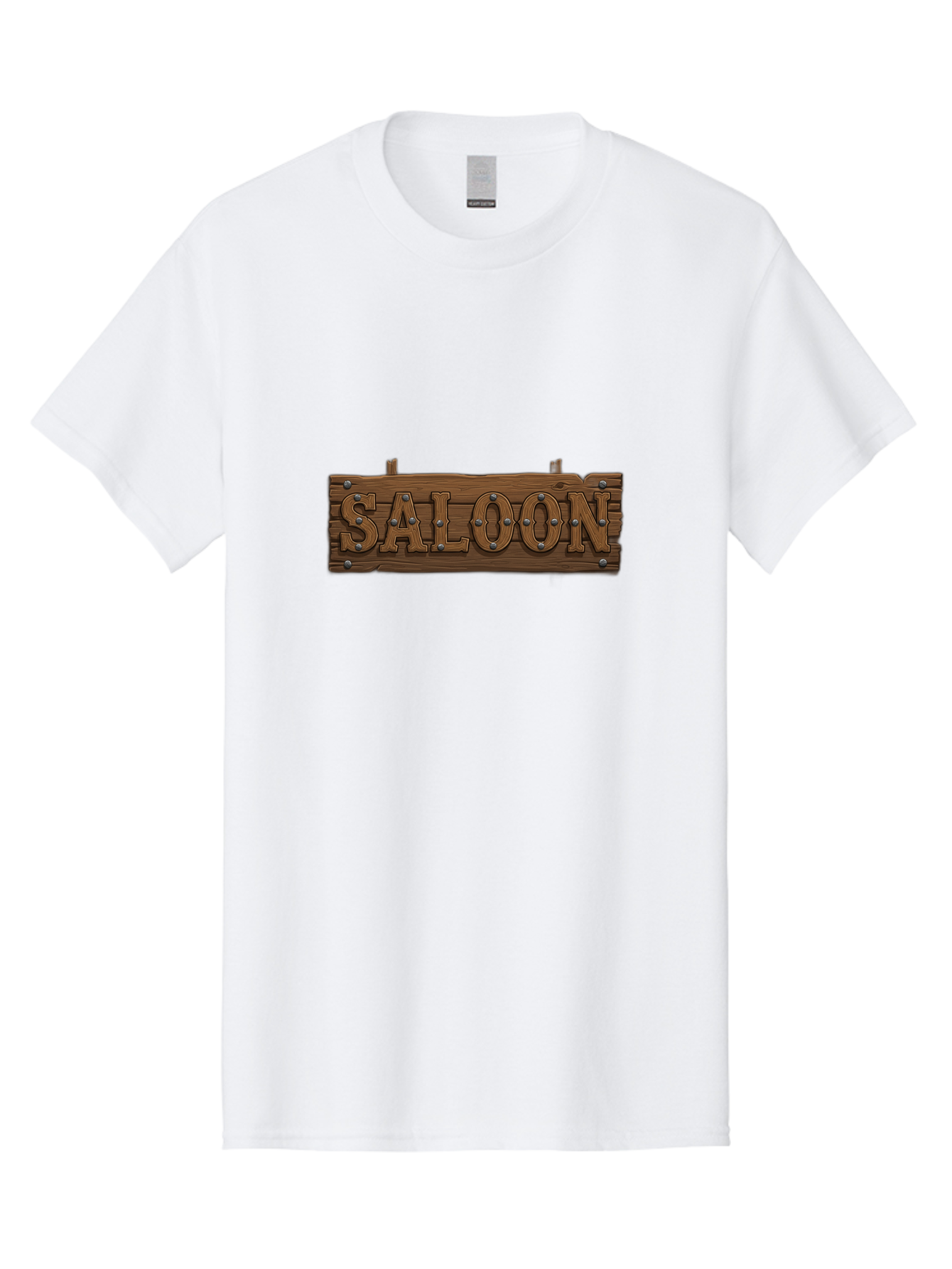 Saloon Men'S Graphic Tee, 100% Cotton, Comfortable Casual Summer Wear, Machine Washable, Western Saloon Sign, Wooden Sign, Vintage Decor, Rustic Charm, Cowboy Culture, Old West, Retro Signage, 3D Illustration, Wild West Theme Bad507