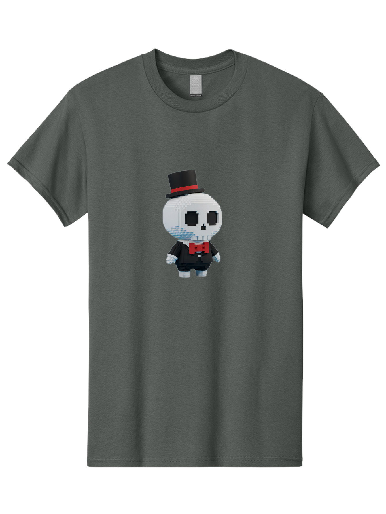 Sans-By-Toby-Fox Men'S Graphic Tee, 100% Cotton, Comfortable Casual Summer Wear, Machine Washable, Pixel Art Skeleton, 8-Bit Character, Top Hat, Red Bow Tie, Black Tuxedo, Gothic Style, Digital Art, Cartoon Character, Pixelated Graphics Bad509