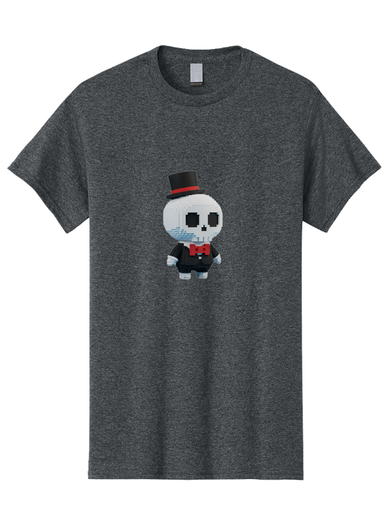 Sans-By-Toby-Fox Men'S Graphic Tee, 100% Cotton, Comfortable Casual Summer Wear, Machine Washable, Pixel Art Skeleton, 8-Bit Character, Top Hat, Red Bow Tie, Black Tuxedo, Gothic Style, Digital Art, Cartoon Character, Pixelated Graphics Bad509