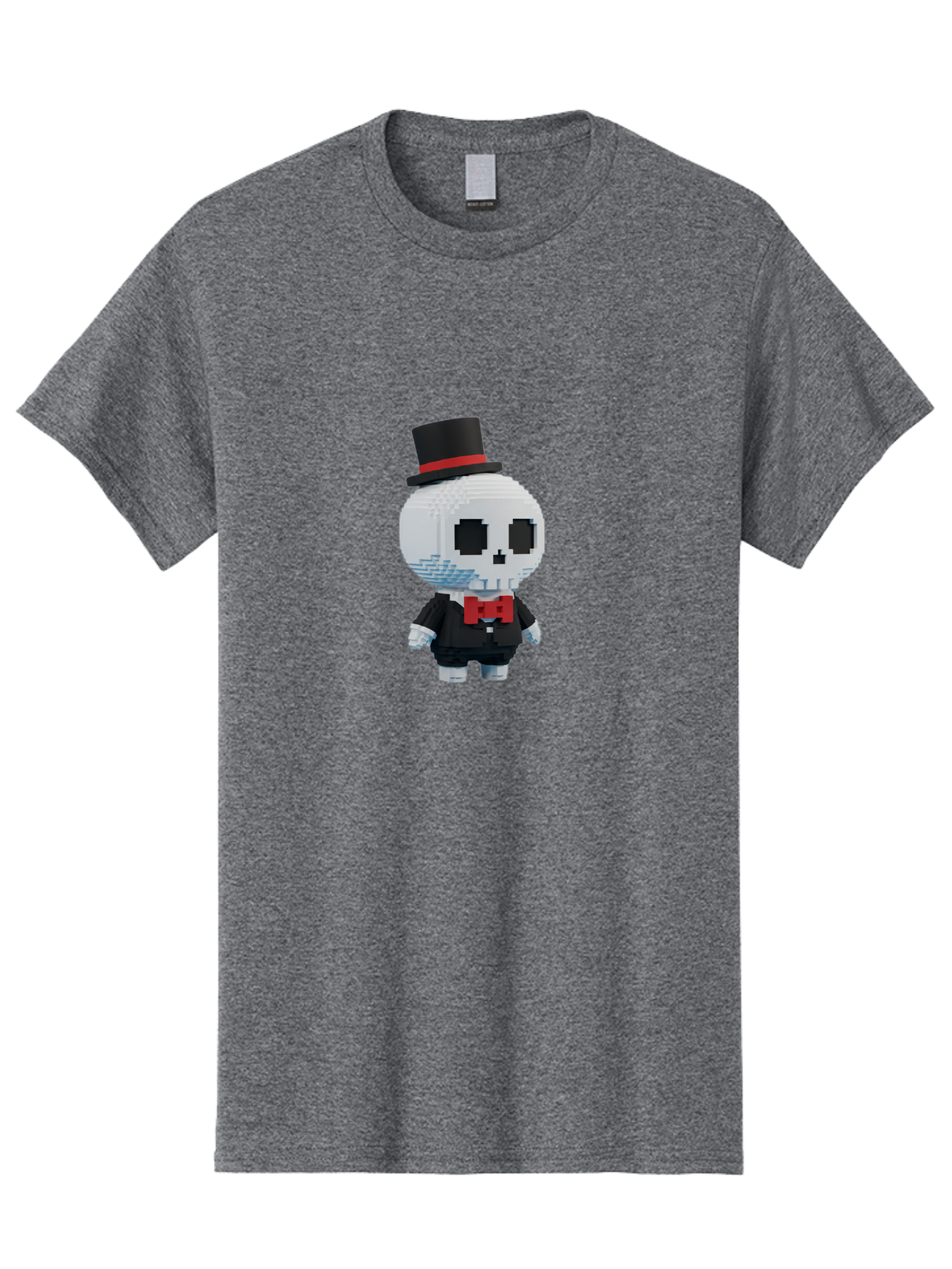 Sans-By-Toby-Fox Men'S Graphic Tee, 100% Cotton, Comfortable Casual Summer Wear, Machine Washable, Pixel Art Skeleton, 8-Bit Character, Top Hat, Red Bow Tie, Black Tuxedo, Gothic Style, Digital Art, Cartoon Character, Pixelated Graphics Bad509