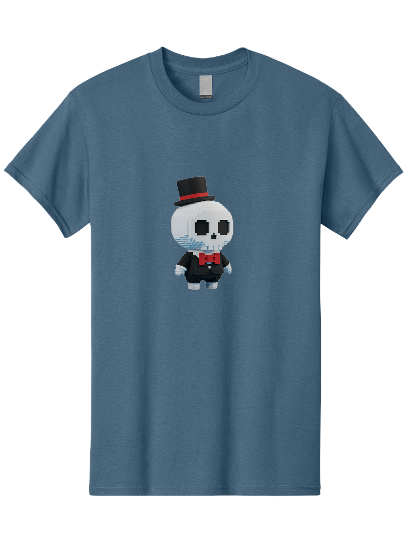 Sans-By-Toby-Fox Men'S Graphic Tee, 100% Cotton, Comfortable Casual Summer Wear, Machine Washable, Pixel Art Skeleton, 8-Bit Character, Top Hat, Red Bow Tie, Black Tuxedo, Gothic Style, Digital Art, Cartoon Character, Pixelated Graphics Bad509