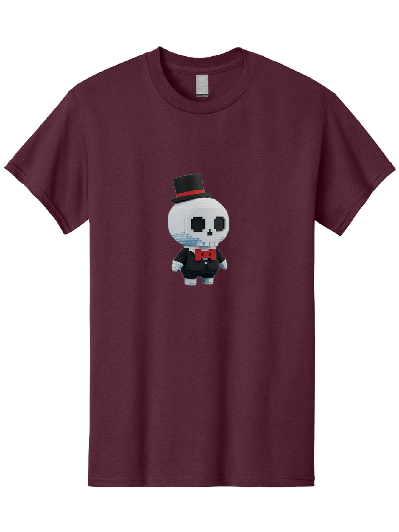 Sans-By-Toby-Fox Men'S Graphic Tee, 100% Cotton, Comfortable Casual Summer Wear, Machine Washable, Pixel Art Skeleton, 8-Bit Character, Top Hat, Red Bow Tie, Black Tuxedo, Gothic Style, Digital Art, Cartoon Character, Pixelated Graphics Bad509