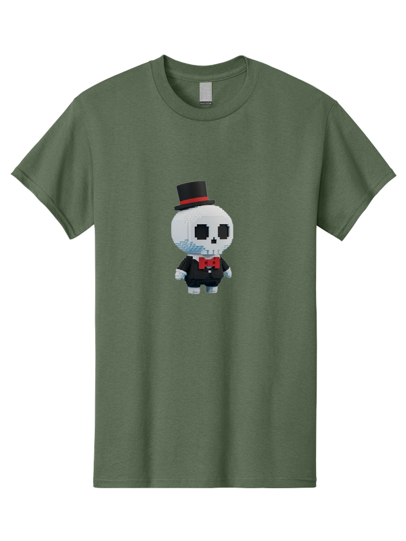 Sans-By-Toby-Fox Men'S Graphic Tee, 100% Cotton, Comfortable Casual Summer Wear, Machine Washable, Pixel Art Skeleton, 8-Bit Character, Top Hat, Red Bow Tie, Black Tuxedo, Gothic Style, Digital Art, Cartoon Character, Pixelated Graphics Bad509