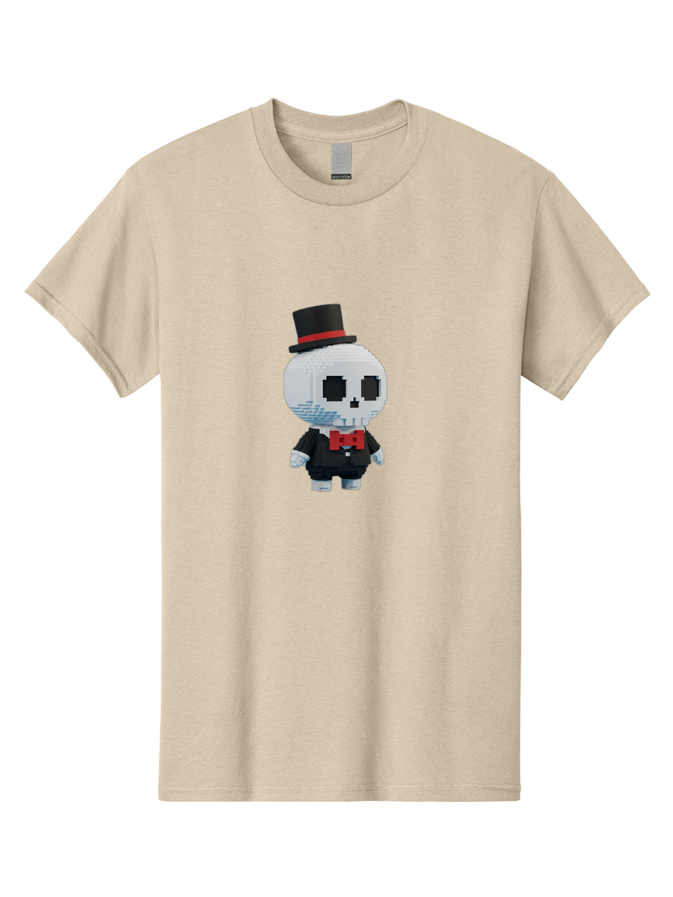 Sans-By-Toby-Fox Men'S Graphic Tee, 100% Cotton, Comfortable Casual Summer Wear, Machine Washable, Pixel Art Skeleton, 8-Bit Character, Top Hat, Red Bow Tie, Black Tuxedo, Gothic Style, Digital Art, Cartoon Character, Pixelated Graphics Bad509